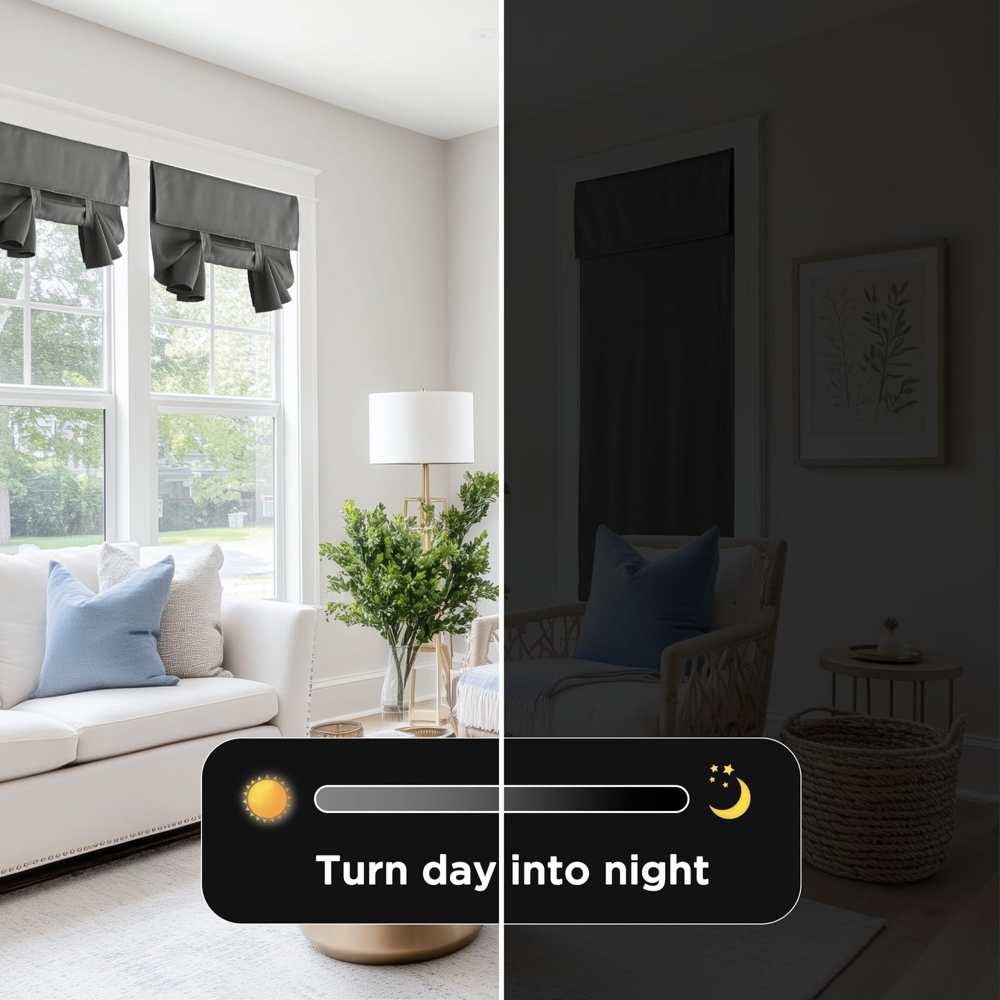 RYB HOME 100% Blackout French Door Curtains for Door Window - Room Darkening No Coating Thermal Insulated Privacy Protection Adhesive Cover for Glass Window, W 26 x L 40, 1 Panel, Black BST220