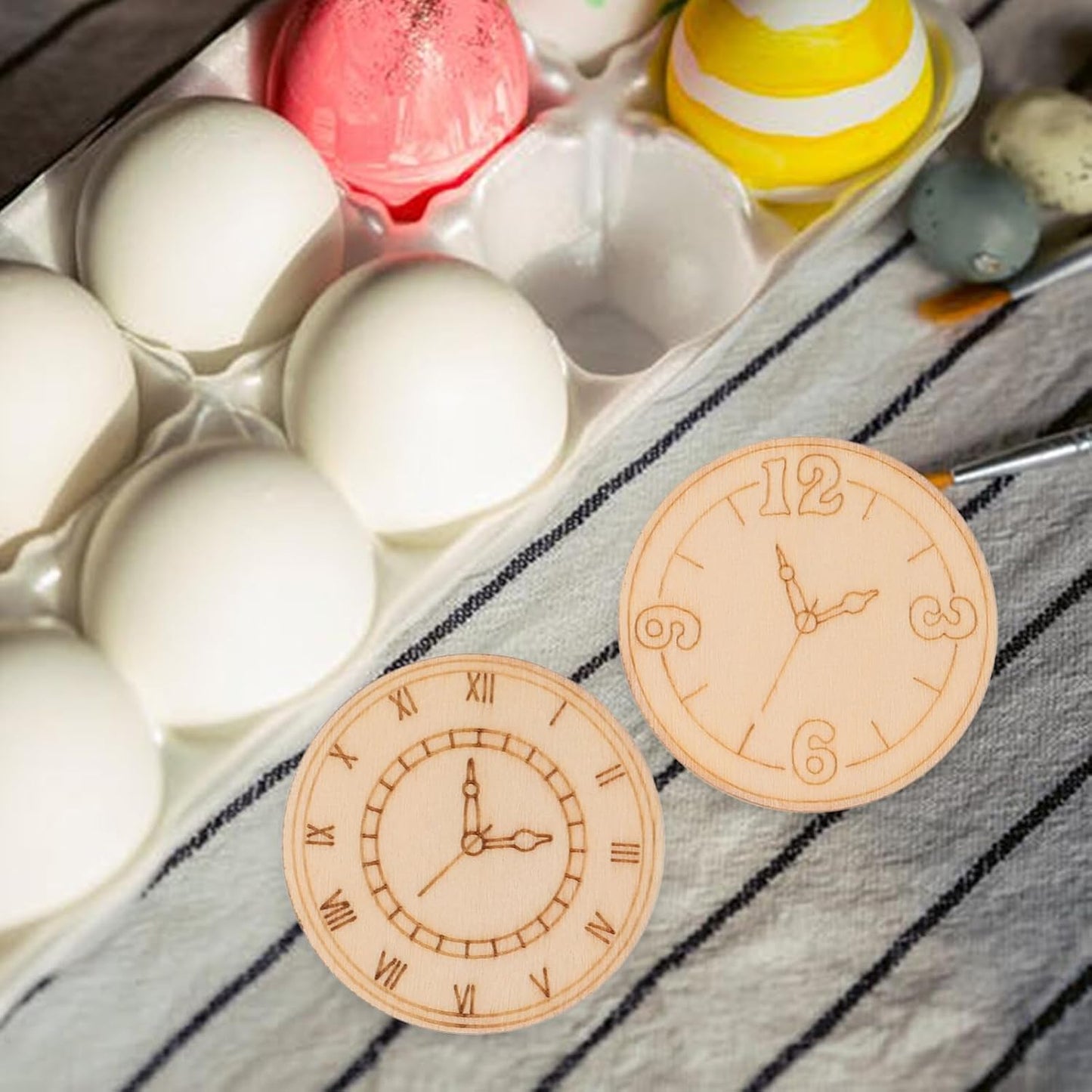 Ciieeo Wooden Clock Cutouts 16 Pack 1.77 in Paintable Unfinished Wood Slices for DIY Wall Craft Kids Art Projects Indoor Decor and Wooden Clock Faces for Crafts BST326L