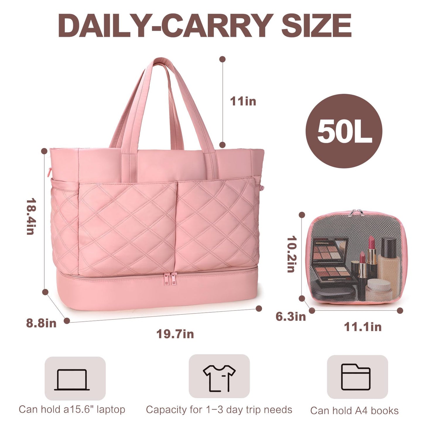 Large 4-in-1 Leather Duffle Bag for Travel Weekender Overnight Hospital Gym Bag for Men & Women, Carry On Airline Approved Personal Item Duffel Garment Bag Luggage with Shoe Compartment & Toiletry Bag BST326H