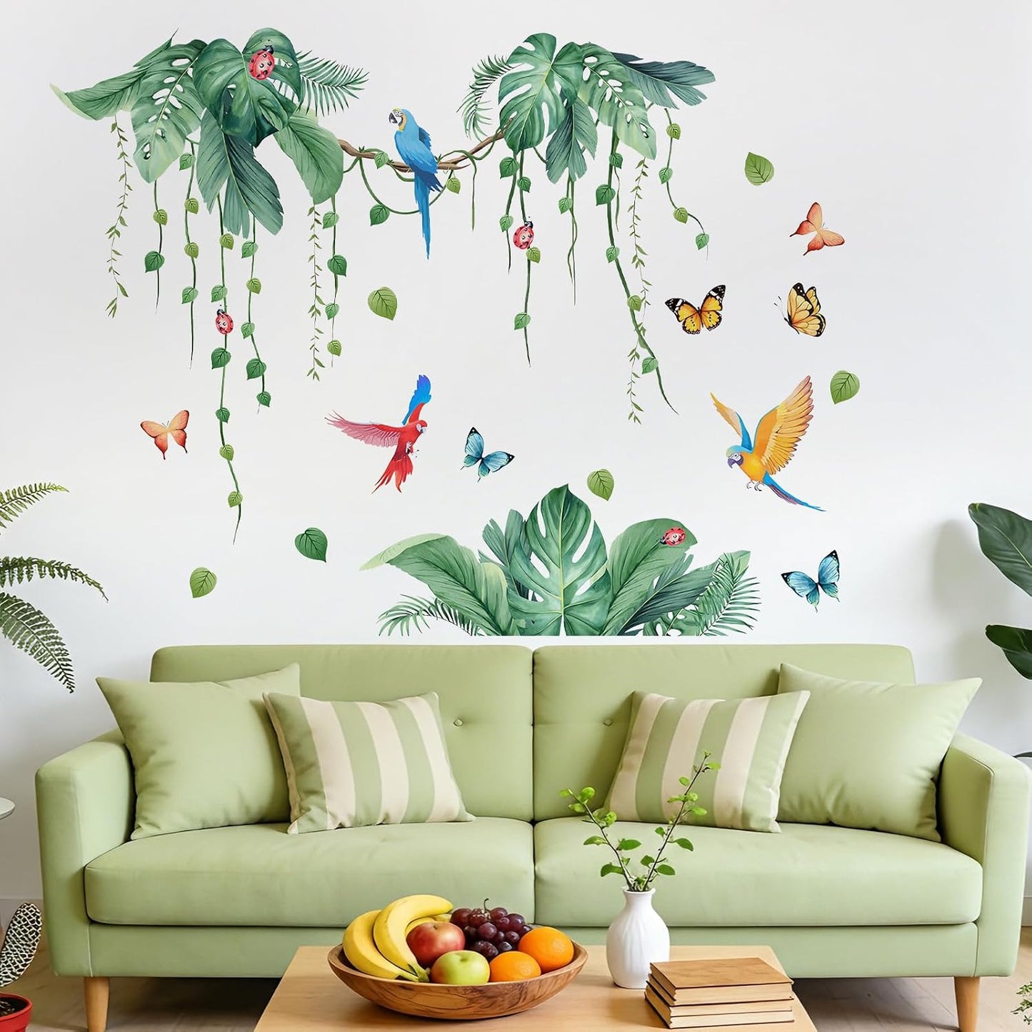 Green Tropical Palm Vine Peel&Stick Wall Decals Bedroom Living TV Wall Decor BST326L