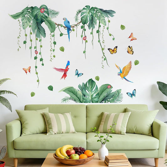 Green Tropical Palm Vine Peel&Stick Wall Decals Bedroom Living TV Wall Decor BST326L