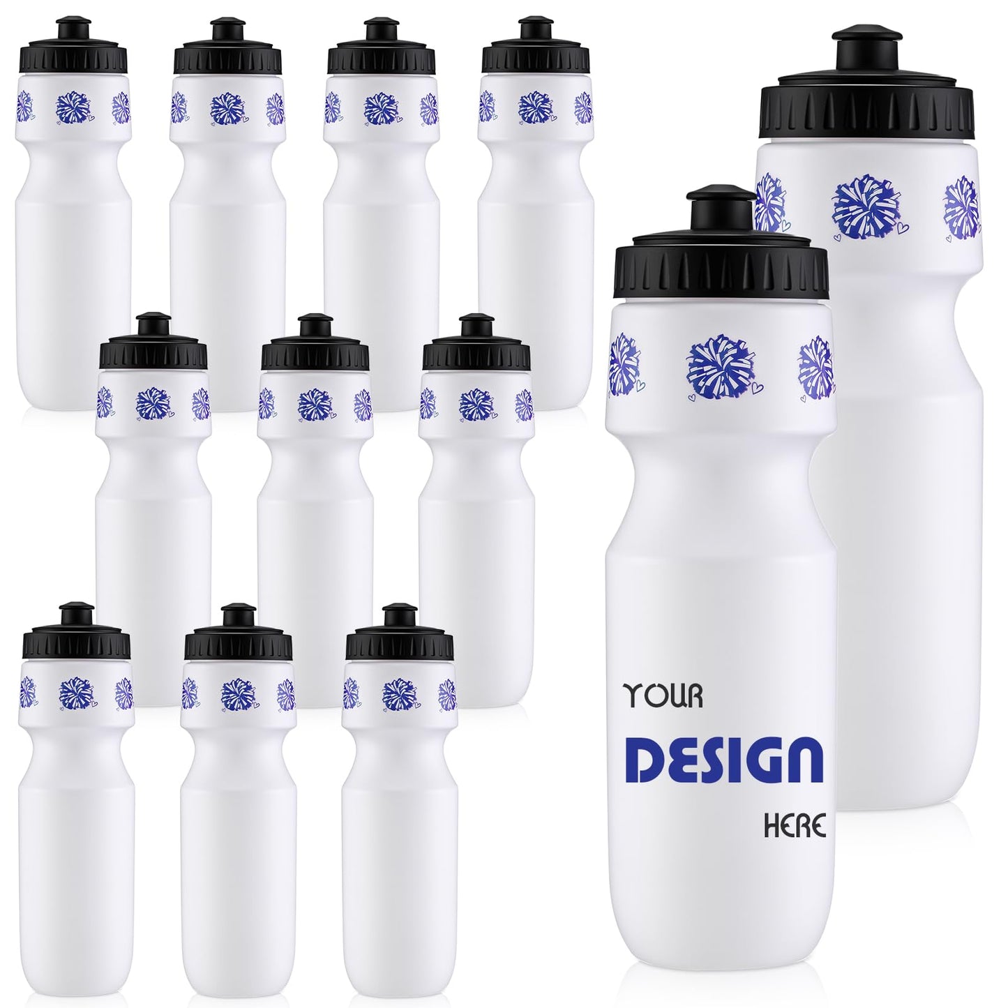 Talltalk 12 Pack Cheerleading Water Bottles Bulk 24 oz Reusable Plastic Cheer Water Bottles with Pull Top Cap Dishwasher Safe Cheerleader Drinking Bottle for Game Sports Dance Party (Rose Red) BST220