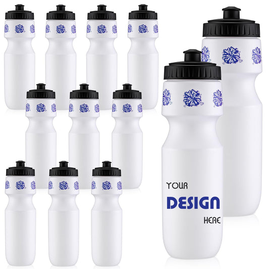 Talltalk 12 Pack Cheerleading Water Bottles Bulk 24 oz Reusable Plastic Cheer Water Bottles with Pull Top Cap Dishwasher Safe Cheerleader Drinking Bottle for Game Sports Dance Party (Rose Red) BST220