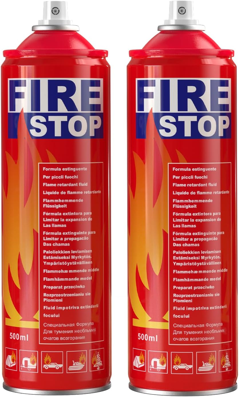 AmzBoom Fire Extinguisher 2-Pack with Mounting Bracket for Home, Kitchen, Car, Grill - Portable Small A, B, C, K Fire Extinguisher - 8-in-1 - Prevents Reignition.