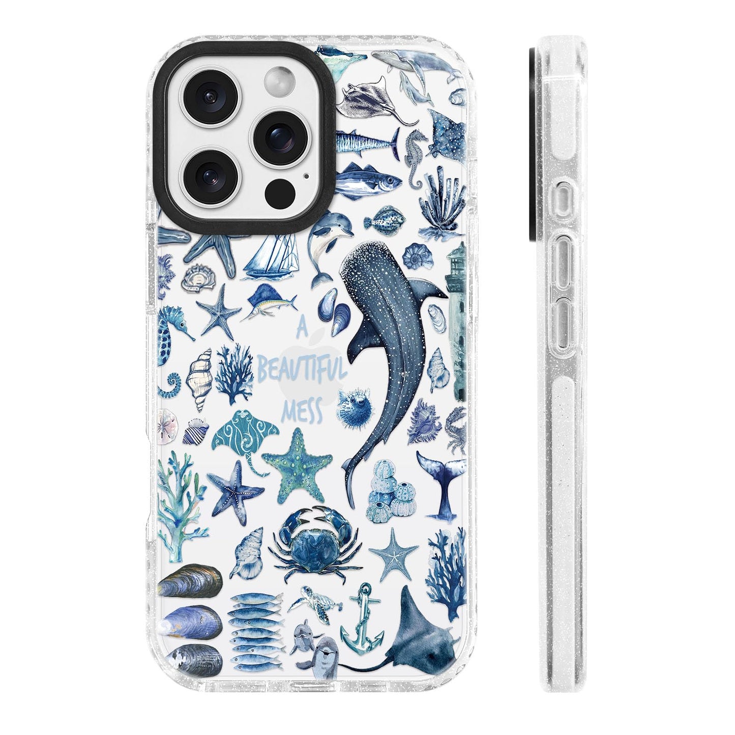 for iPhone 16 Pro Case [Military-Grade Drop Protection/Stylish Soft TPU Protective/Camera Protection/for Women & Girls] - Beach Party Collage Pattern with Mermaid WN420