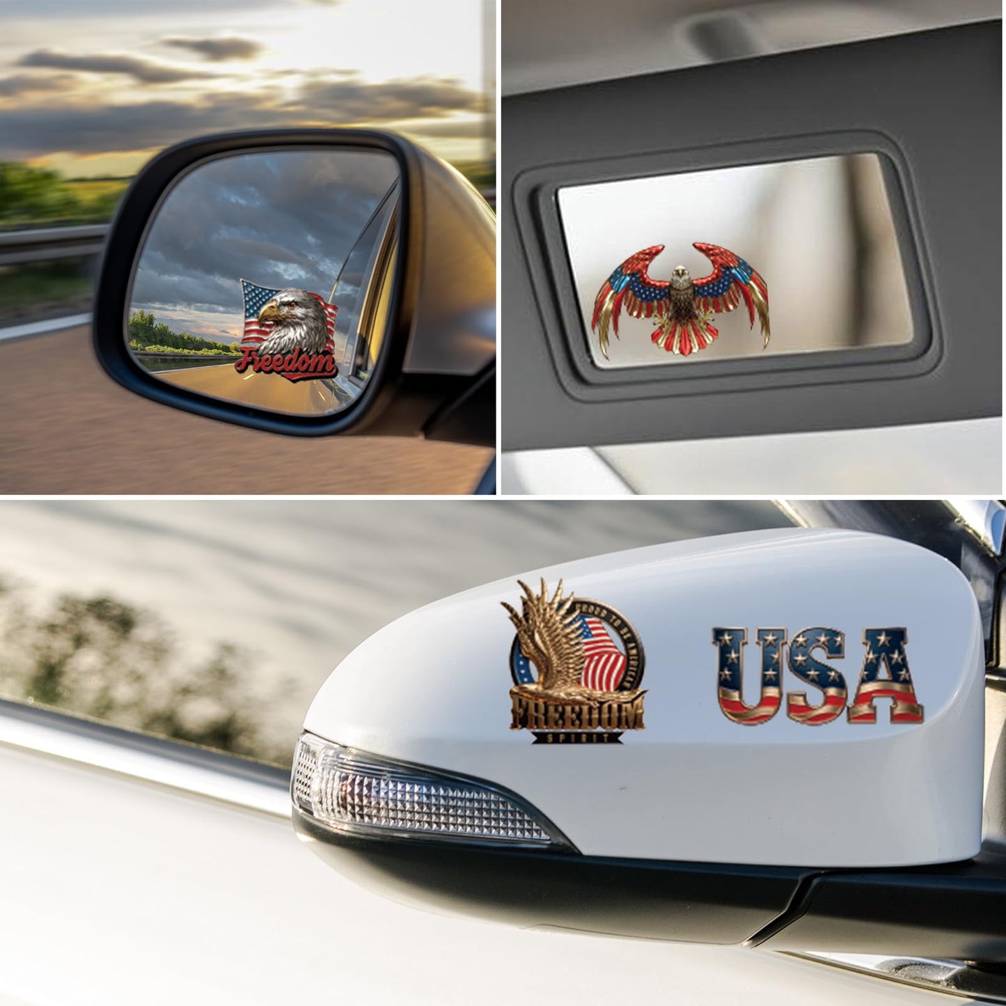 Dazoratix 250th Anniversary Car Decals - 7 Pcs Eagle 250 Years America Flag Merchandise American Patriotic USA 4th of July Independence Vinyl Rearview Mirror Stickers for Window Vehicle Tumbler Bumper BST326L