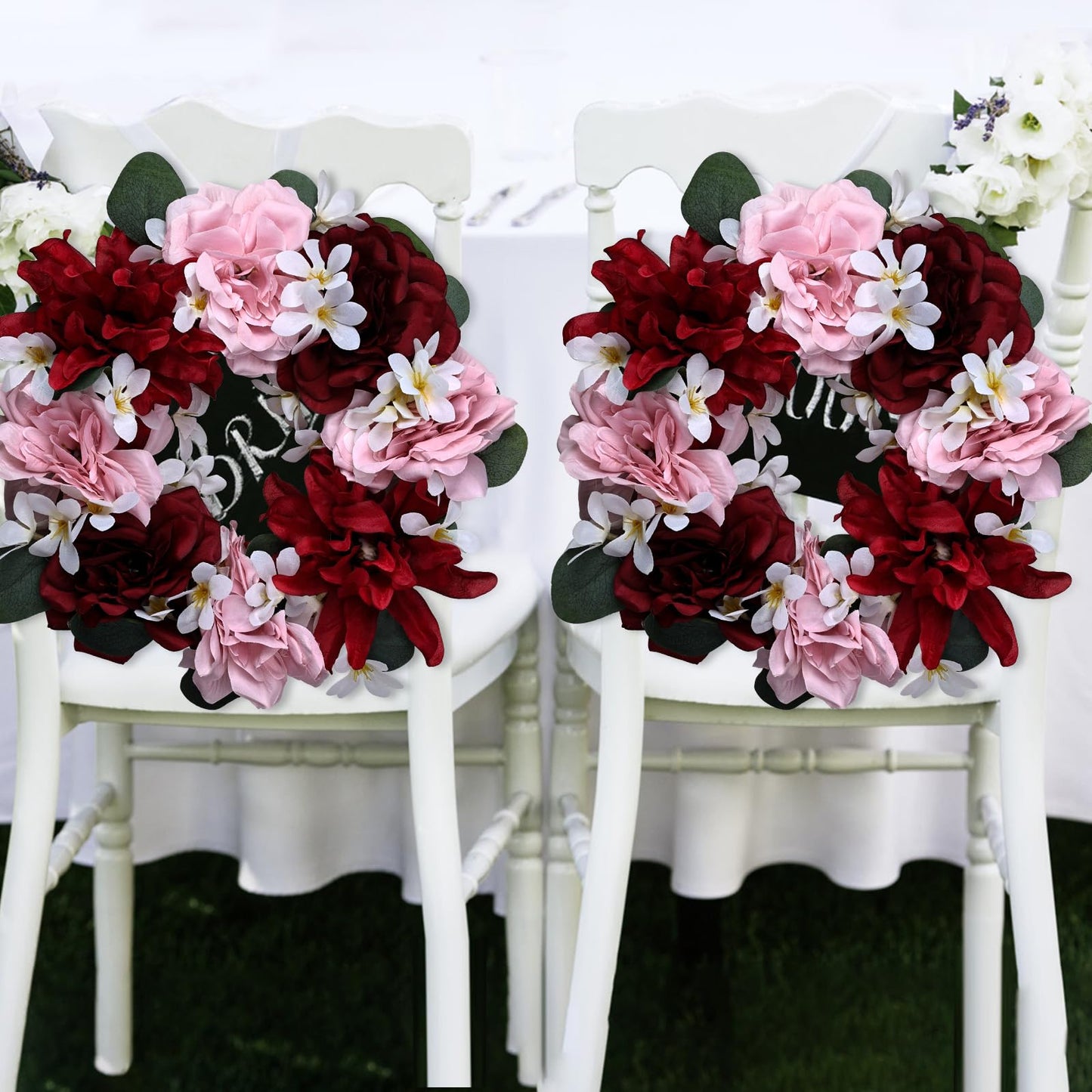 Artificial Flower Candle Rings - 6 Inch Inner Rose Floral Wreaths for Wedding Bridal Event Table Centerpieces Backdrop Decorations (Dusty Pink & White, 6 X Candle Rings) WN420