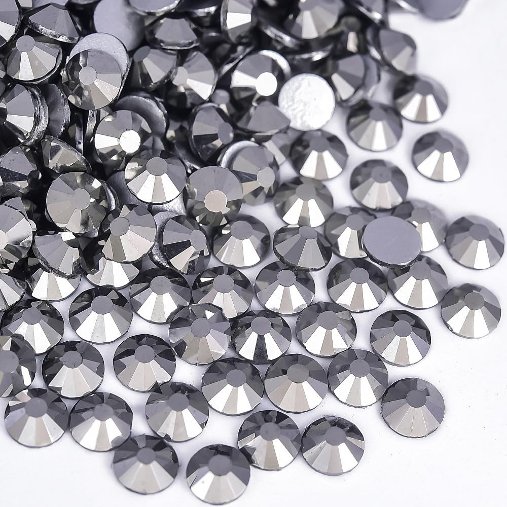Black Shine Glass Rhinestones Crystal Flatback Gemstones for Crafts Nails Makeup Bags and Shoes Decoration.(SS20/1440pcs) BST202