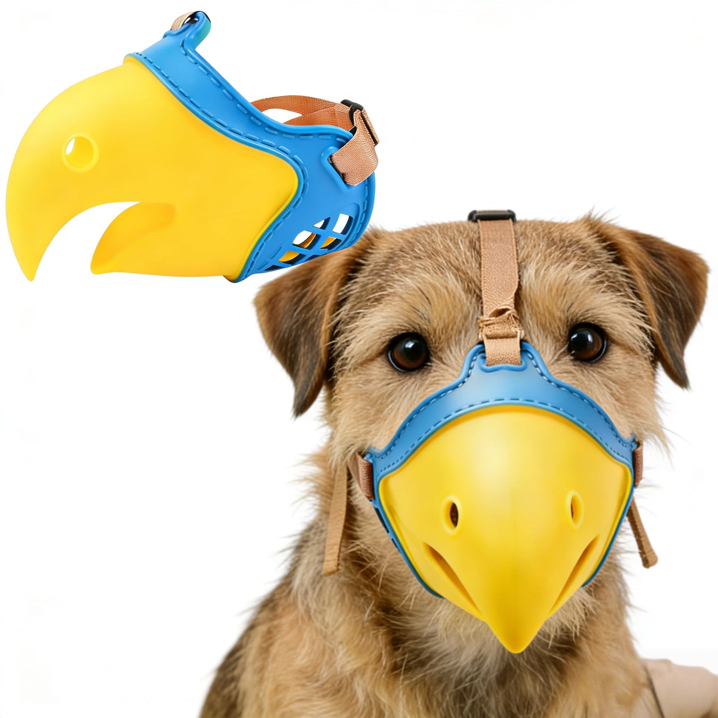 Dog Muzzle for Small Dogs, Bite Proof & Anti Licking - Soft TPR Safety Muzzle with Adjustable Hawk-Beak Design for Walking, Grooming, Vet Visits, Gentle and Breathable WN420