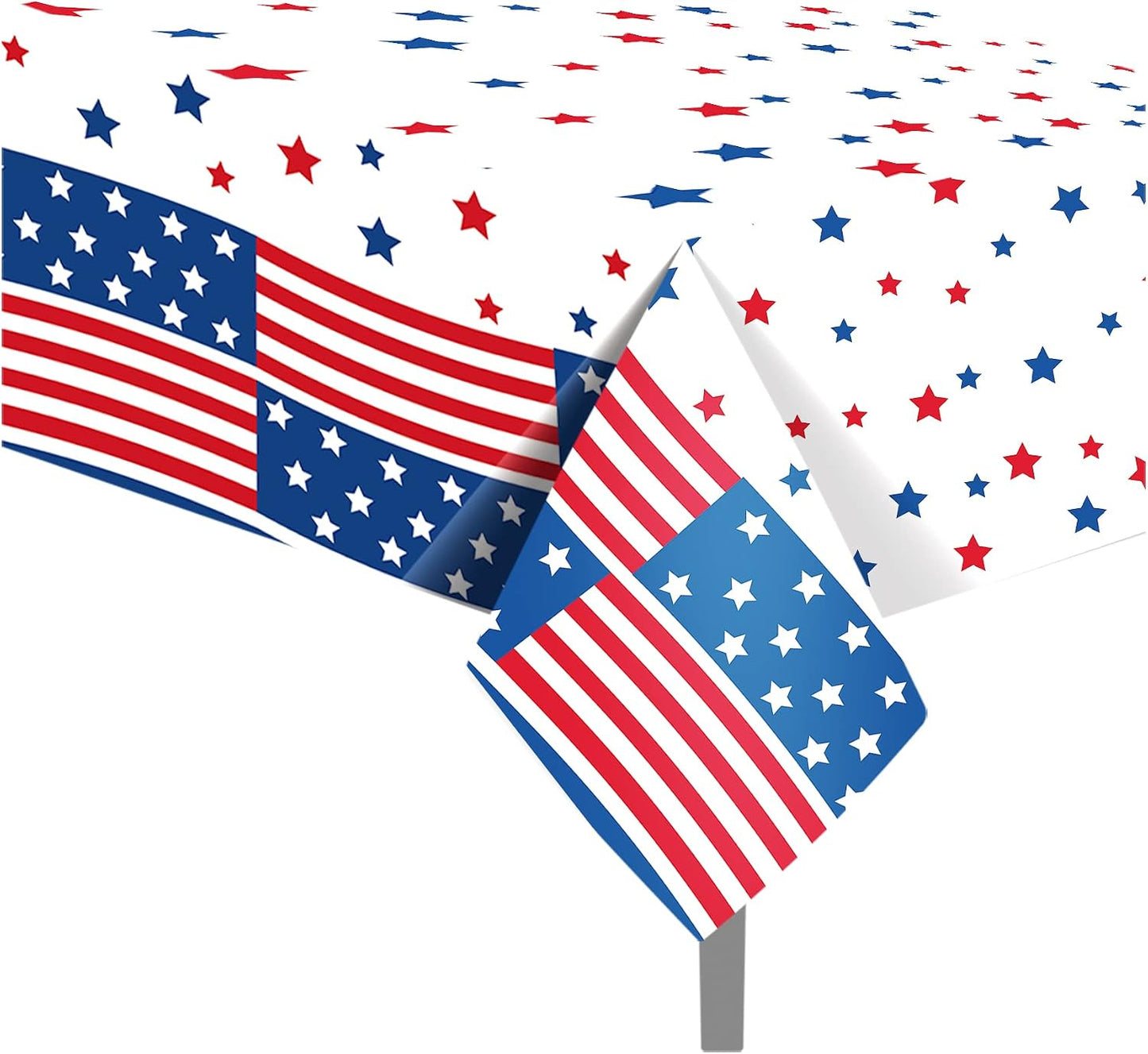 1 Pack American Flag 4th of July Party Plastic Tablecloth 54 x 87 Inch Long Rectangular Table Cover for Buffet,Veterans Day Holiday Dinner,Election Day Picnic or Tablecloth for Kitchen Event WN420