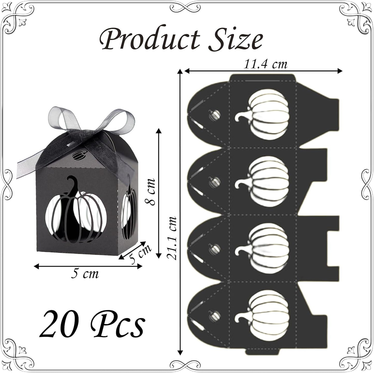 Ncozwo 20 Pcs Black Halloween Party Treat Boxes Pumpkin Candy Cookies Gift Box Hollowed-out Pumpkin Favor Boxes Hollow Die-Cut Cardboard Chocolate Container for Birthday Party Supplies Decorations BST220