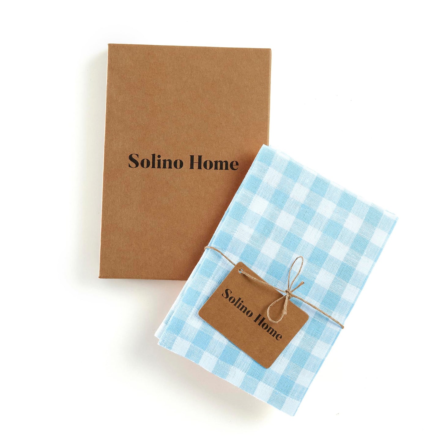 Solino Home 100% Linen Tea Towels Blue Bell Check, 16.5 x 26.5 in, Set of 2 | Buffalo Check Tea Towels absorbent and quick drying; buffalo checkered weave, mitered corners; Pure Linen; OEKO-TEX Certified BST326SOLH