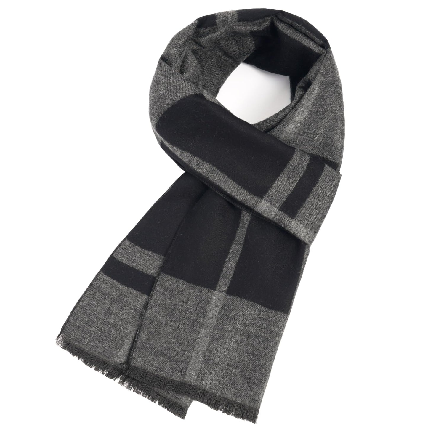 Mens Winter Scarf Cashmere Feel Warm Scarves Long Plaid Tassel Scarf for Men WN420