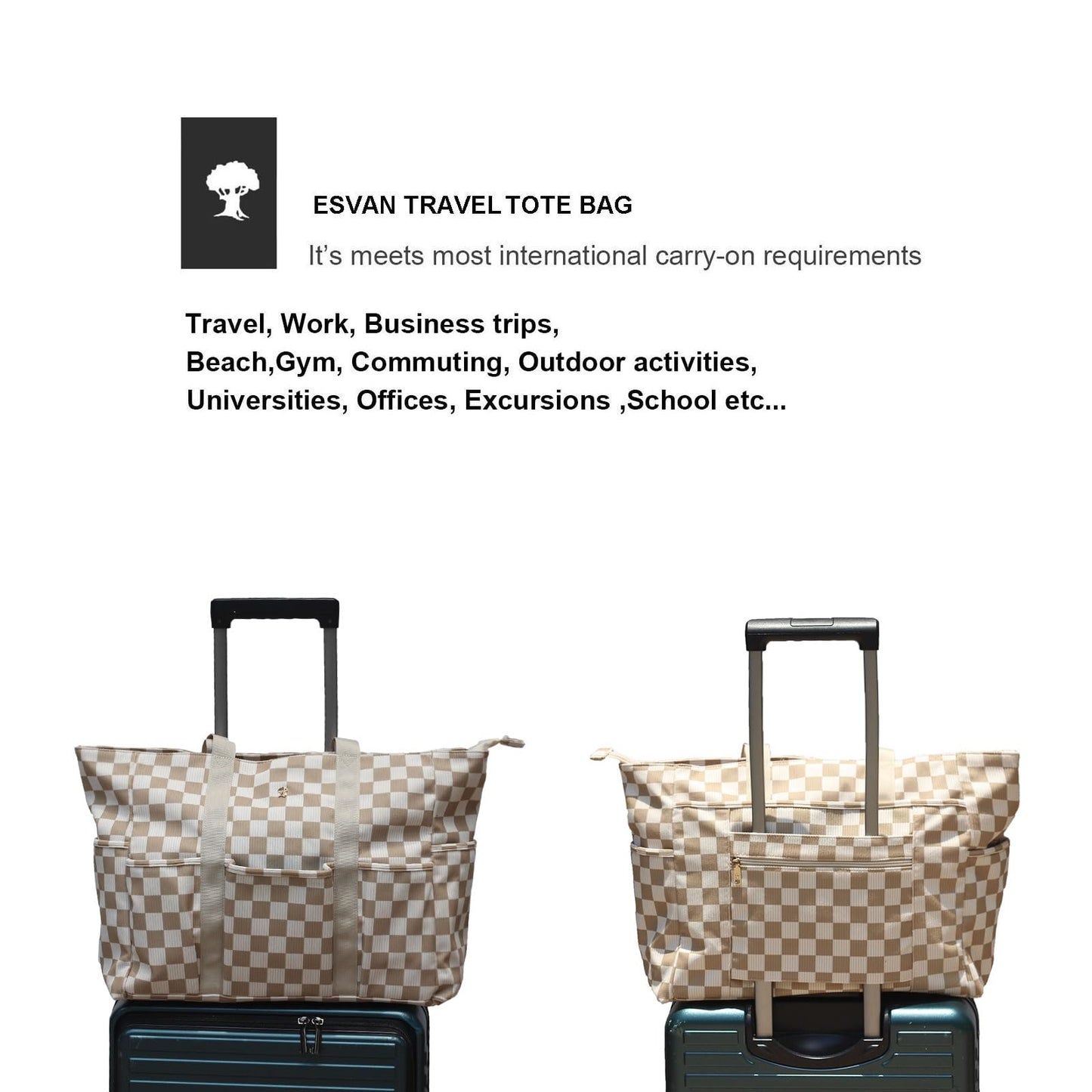 ESVAN Utility Tote Bag Weekender Duffle Bag with 13 Pockets - Perfect for Travel, Work, Gym, Beach, Teachers, and Nurses BST326H