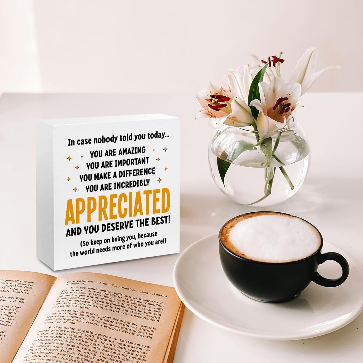 Inspirational Motivational Gifts Employee Appreciation Gifts Wood Box Sign | Daily Affirmations for Women, Little Reminders You are Enough Wooden Box Desk Decorative Sign for Office Desk Table Shelf BST202