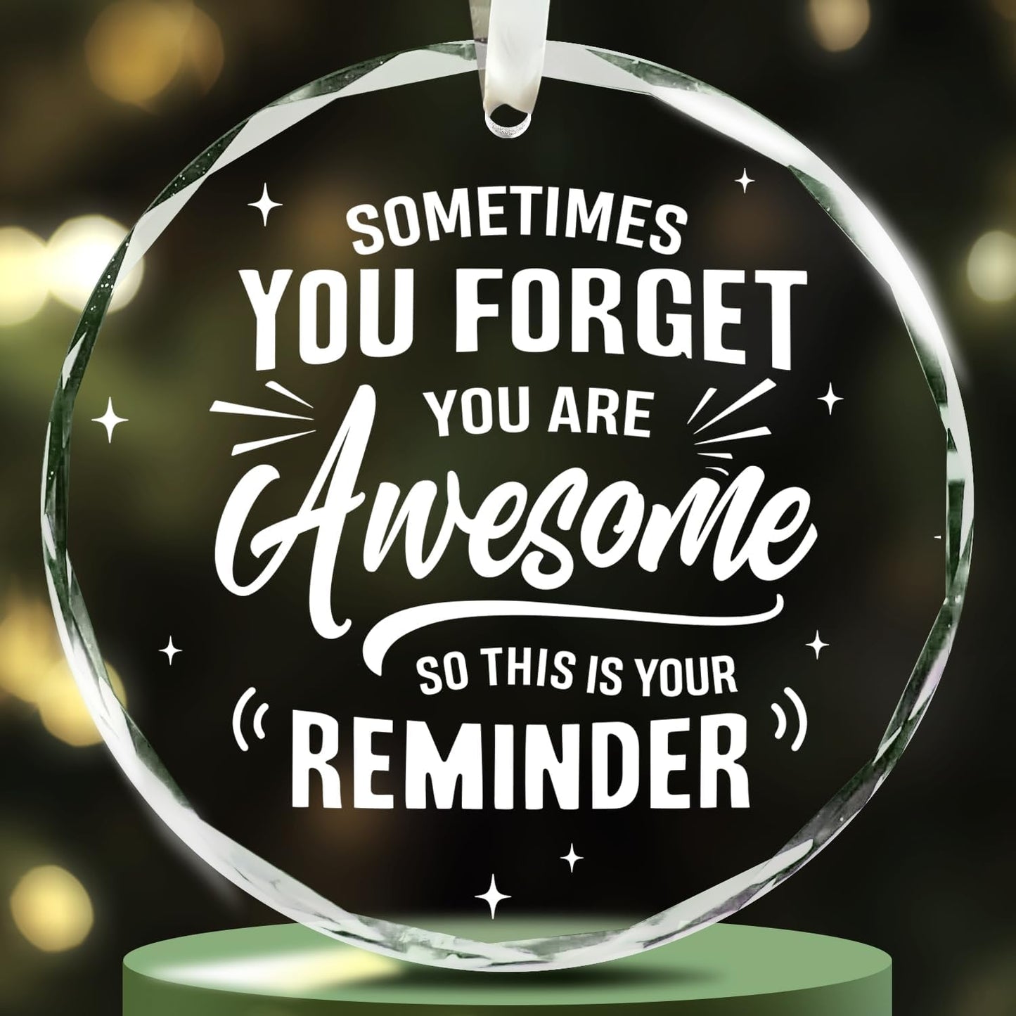 NewEleven Gifts for Her - Inspirational Ornaments - Thank You Gift, Appreciation Present for Men, Nurse, Teacher, Boss, Coworker - Christmas Tree Decoration Glass Ornament WN420