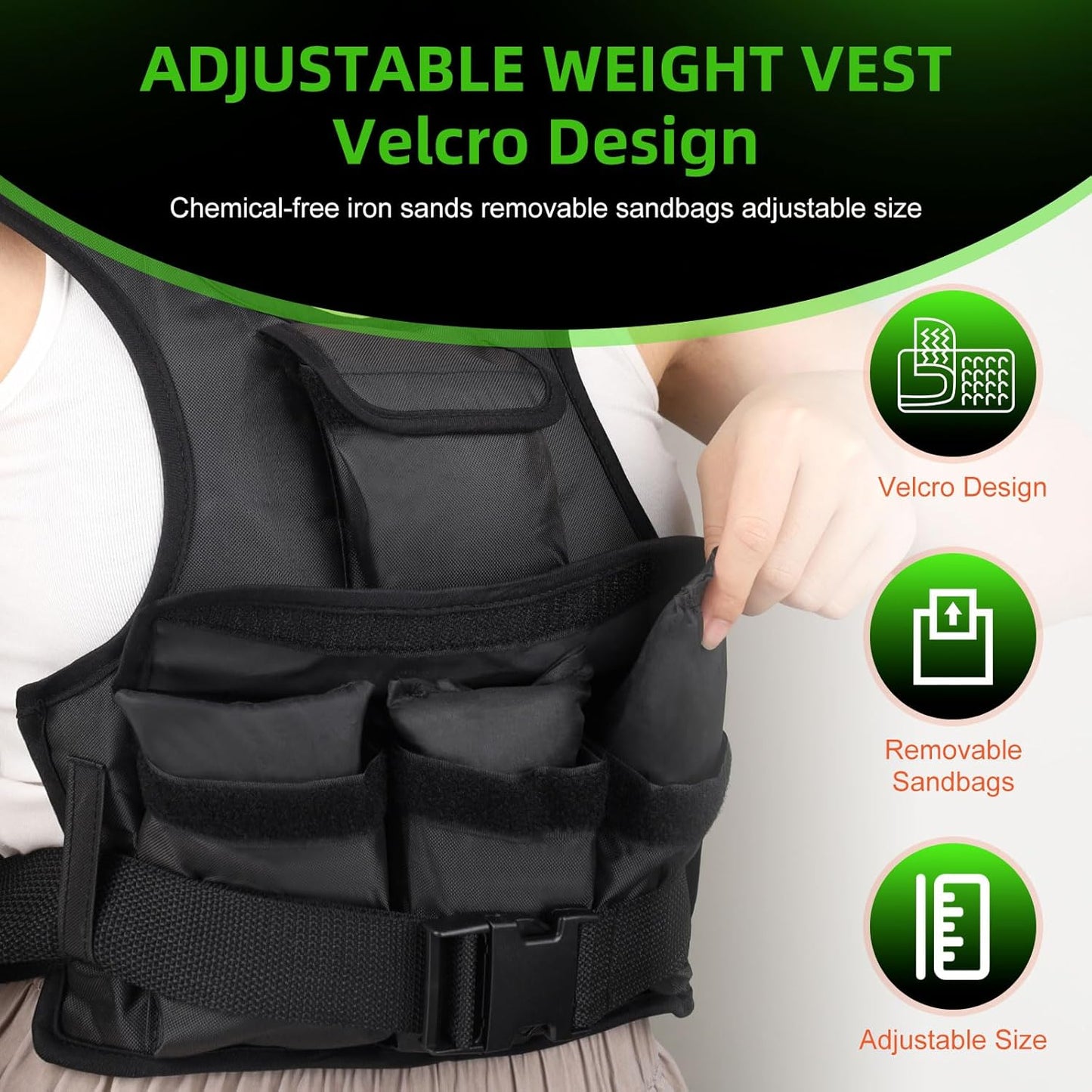 Adjustable Weighted Vest for Women, Customizable 0-18 lbs Strength Training Vest with 10 Removable Sandbag, Breathable Design, Reflective Safety Strips for Running, Hiking, and Fitness WN420