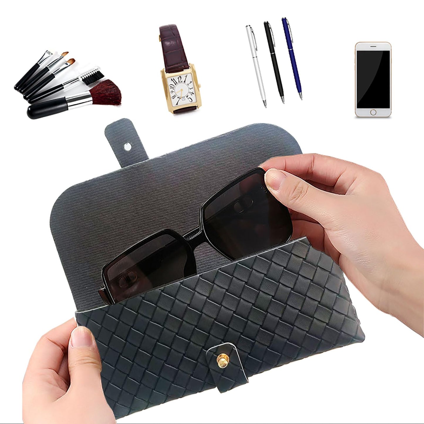 Glasses storage bag Travel sunglasses myopia glasses storage bag Fashion leather storage bag WN420
