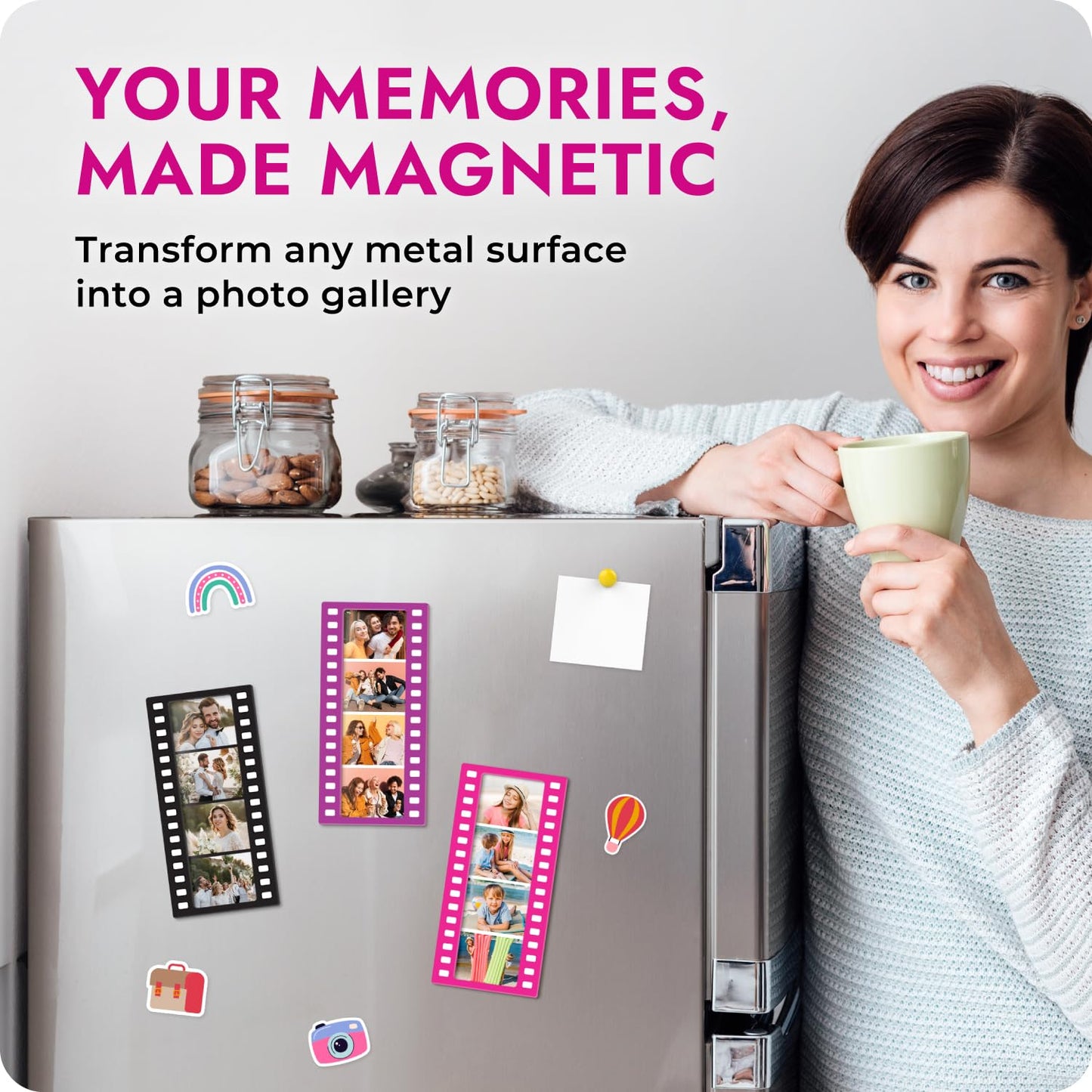 Magnetic Photo Frames - Fun & Unique Magnet Picture Frame - Magnetic Frames for Refrigerator, Locker & More - Fridge Picture Frame Magnets - Back to School Magnetic Picture Frames for Refrigerator 4x6, 3 Pack BST220