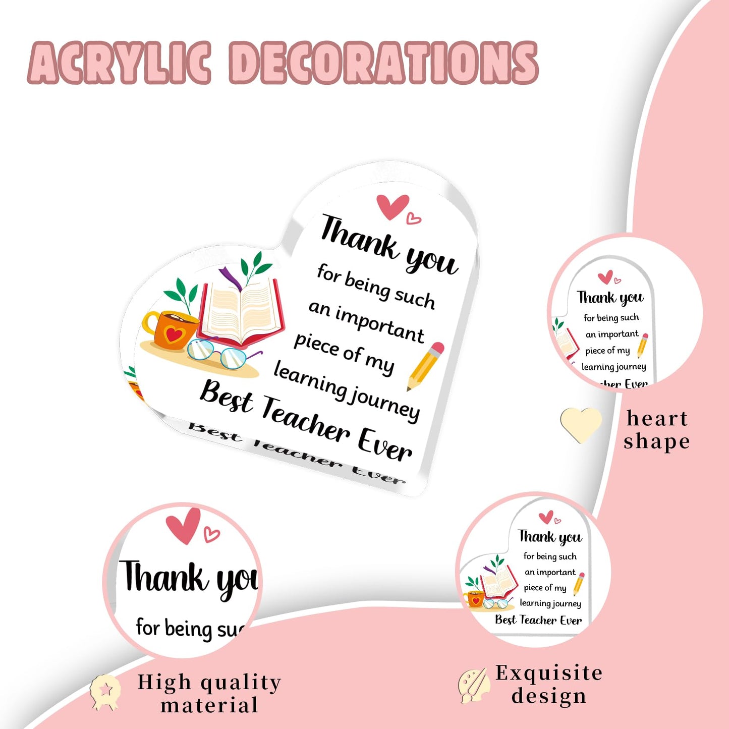 Teacher Appreciation Gifts End of Year Thank You Christmas Retirement Back to School Graduation Halloween Thanksgiving Teacher Gifts for Women Acrylic Plaque Decor with Sunflower for Teachers BST326L