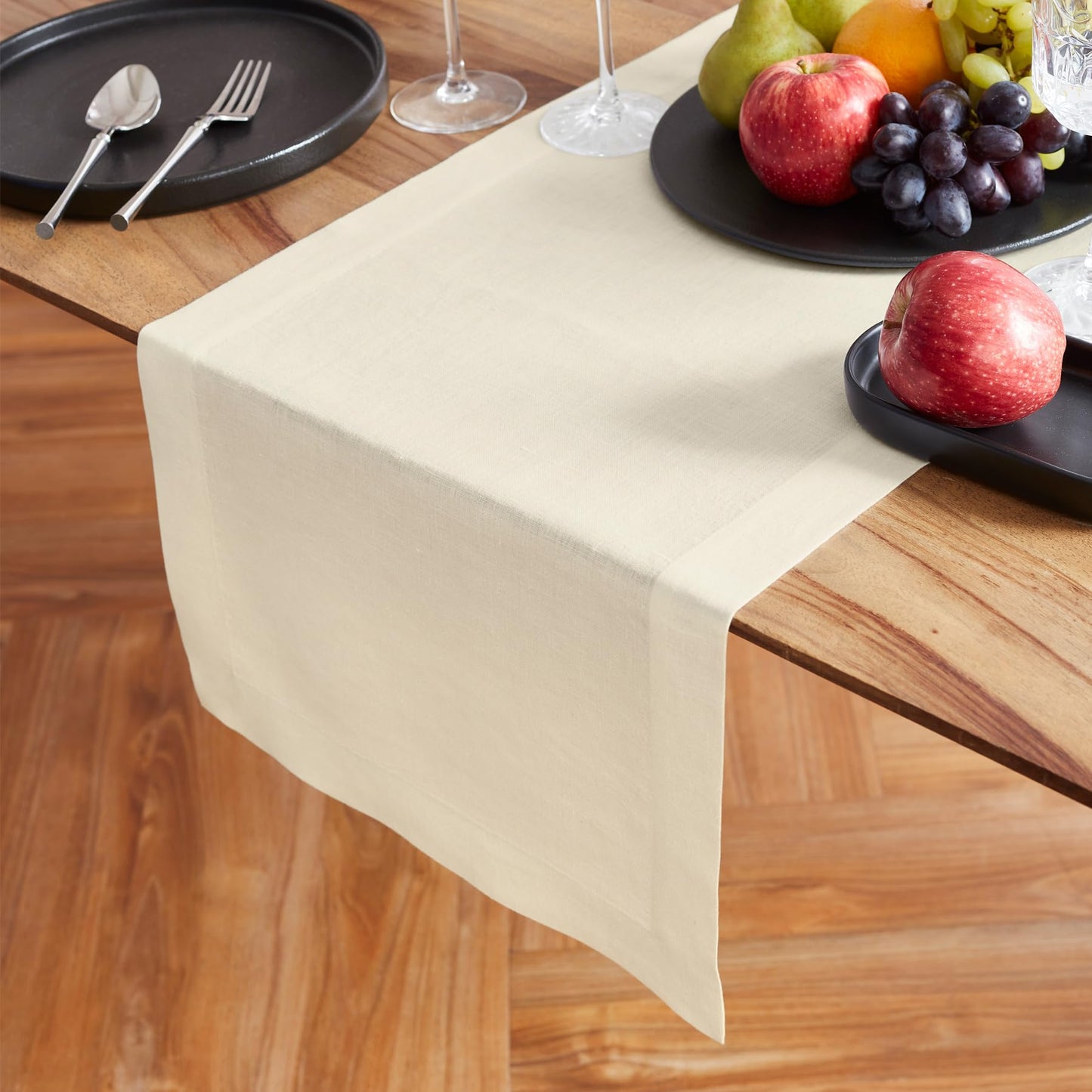 Solino Home 100% Pure Linen Dining Table Runner Cordovan, Sonoma 14 x 48 in | Table Runners for coffee tables, entryway tables and layered dresser styling | prewashed, relaxed drape | OEKO-TEX Certified BST326SOLH