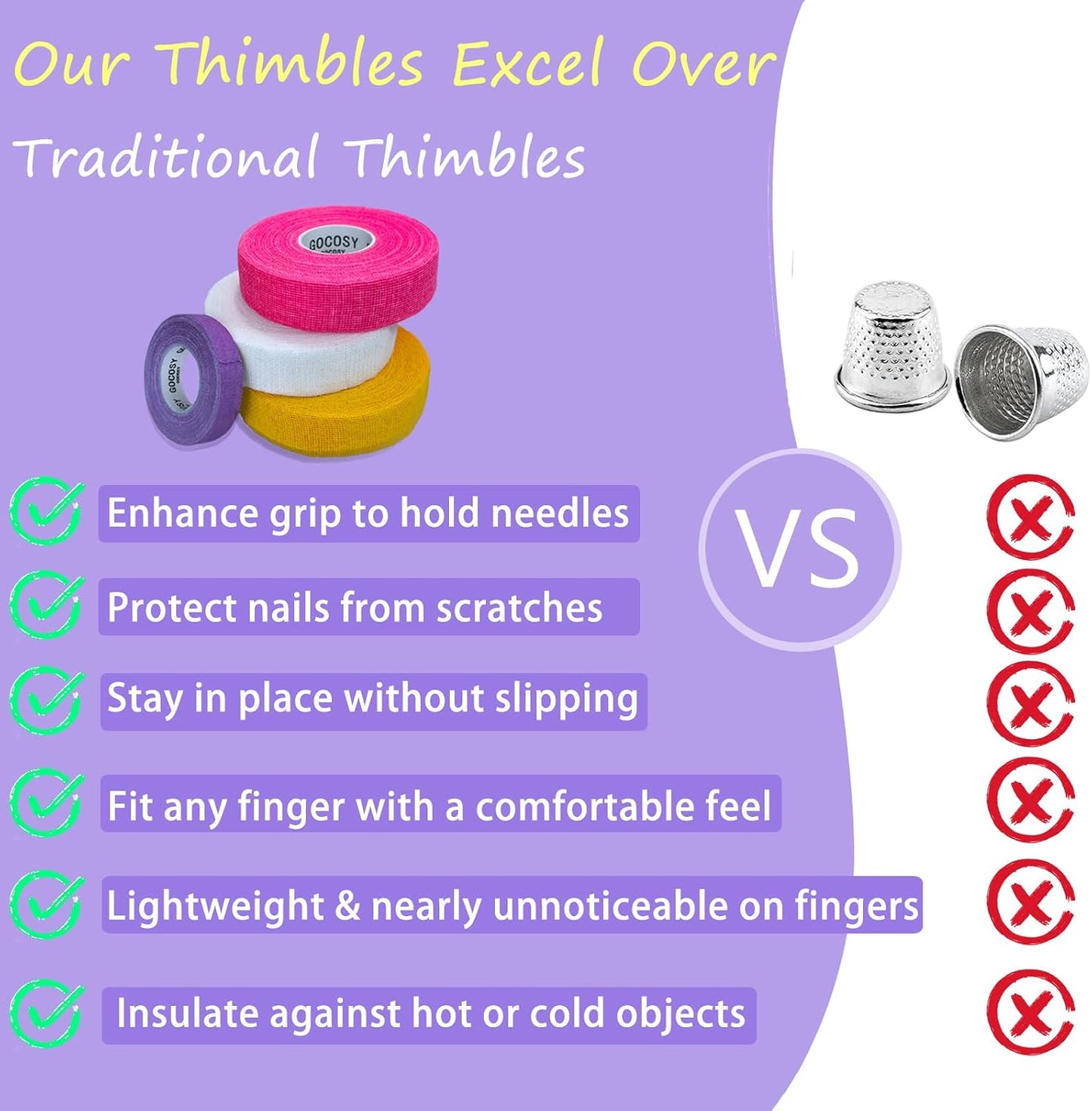 Wrap-Around Thimble 4 Pack, Thimbles for Hand Sewing, Knitting Finger Protector for Hand Quilting (Multicolor,4 Pack) BST326H