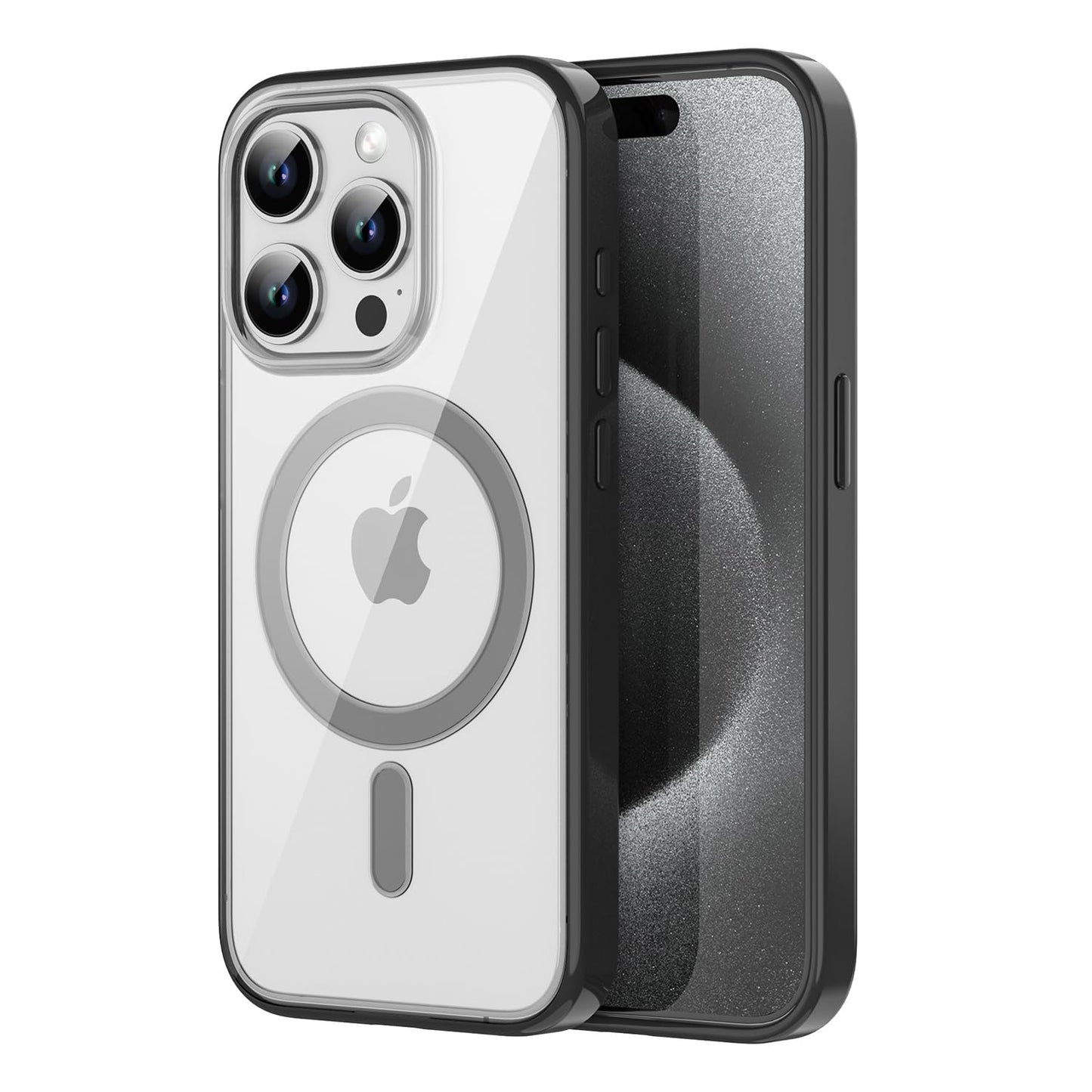 PULOKA for iPhone Case Compatible with Magsafe, Color Bumper & Clear TPU Back Hybrid Shockproof Cover (White, iPhone 16 Pro Max) WN420
