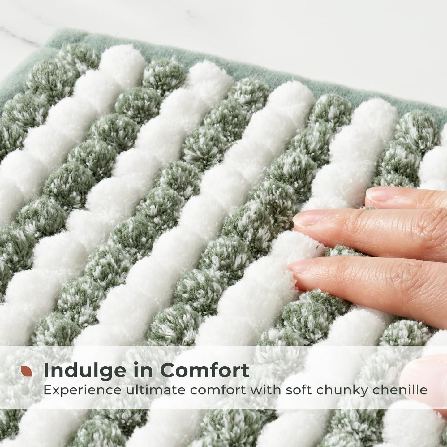 FRESHMINT Thick Chunky Chenille Bathroom Rug, Black, 20"x32" | Non-Slip Backing, Water Absorbent Surface, Machine Washable Care, Cushioned Comfort, Bathroom Floor Use BST220