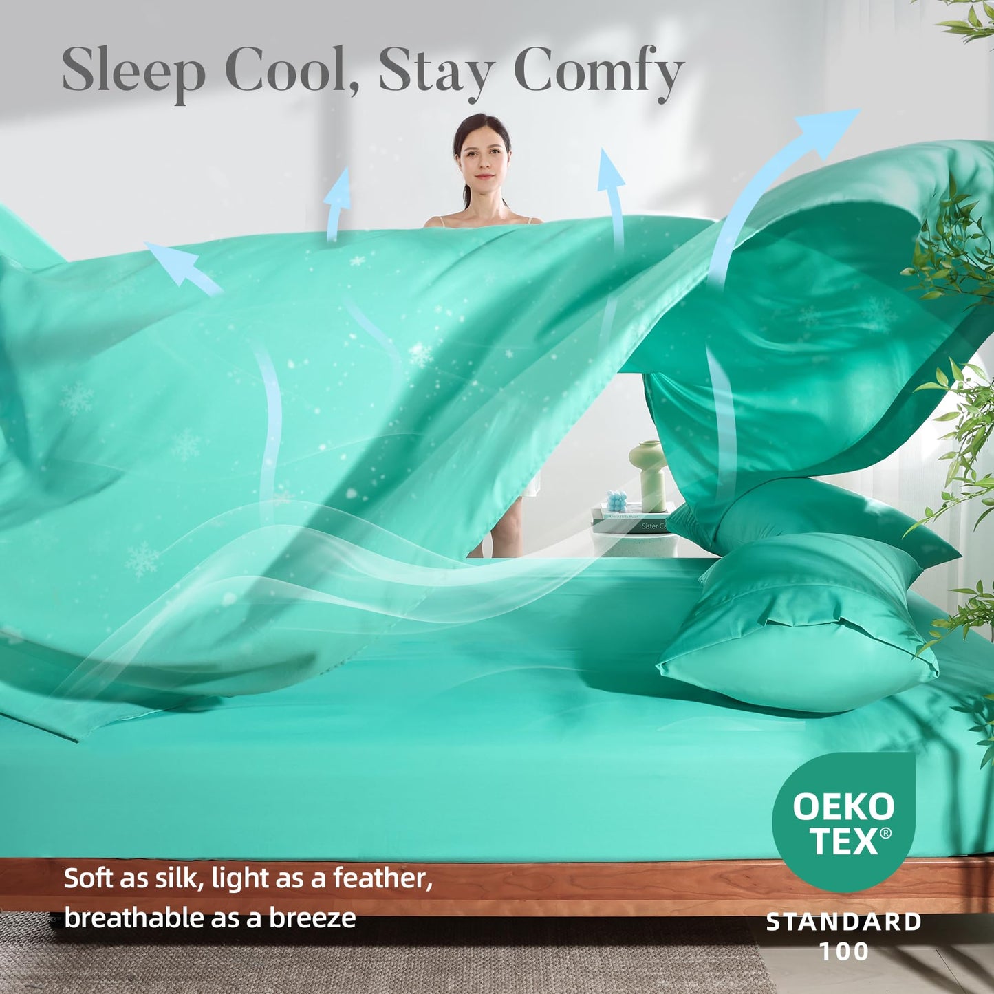 4 Piece Twin Size Sheet - Cooling Bed Sheets Set, Blend Rayon Derived from Bamboo, Breathable Soft Hotel Luxury Bedding & Pillowcases, Silky Fit 16 inch Extra Deep Pocket, Oeko-Tex - Olive Green BST326H