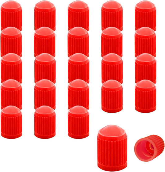 Ziciner 25 PCS Tire Valve Stem Caps, Plastic Car Tyre Valve Cap with O Rubber Seal, Dustproof Airtight Seal Wheel Stem Covers, Universal Accessories for Cars, SUVs, Bicycles,Trucks (Red) WN420