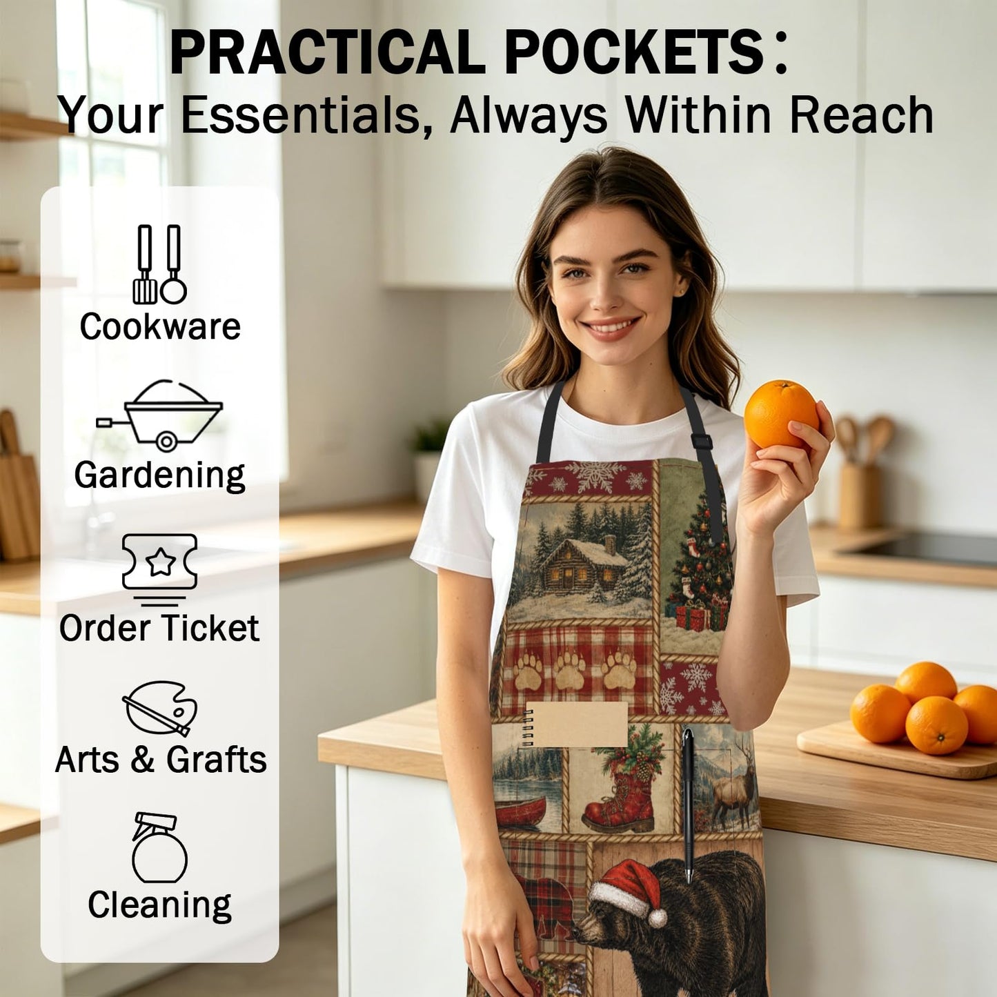 Art Apron with Pocket for Women Men | Kitchen Aprons Chef Apron for Cooking Baking BBQ Painting Gardening BST202