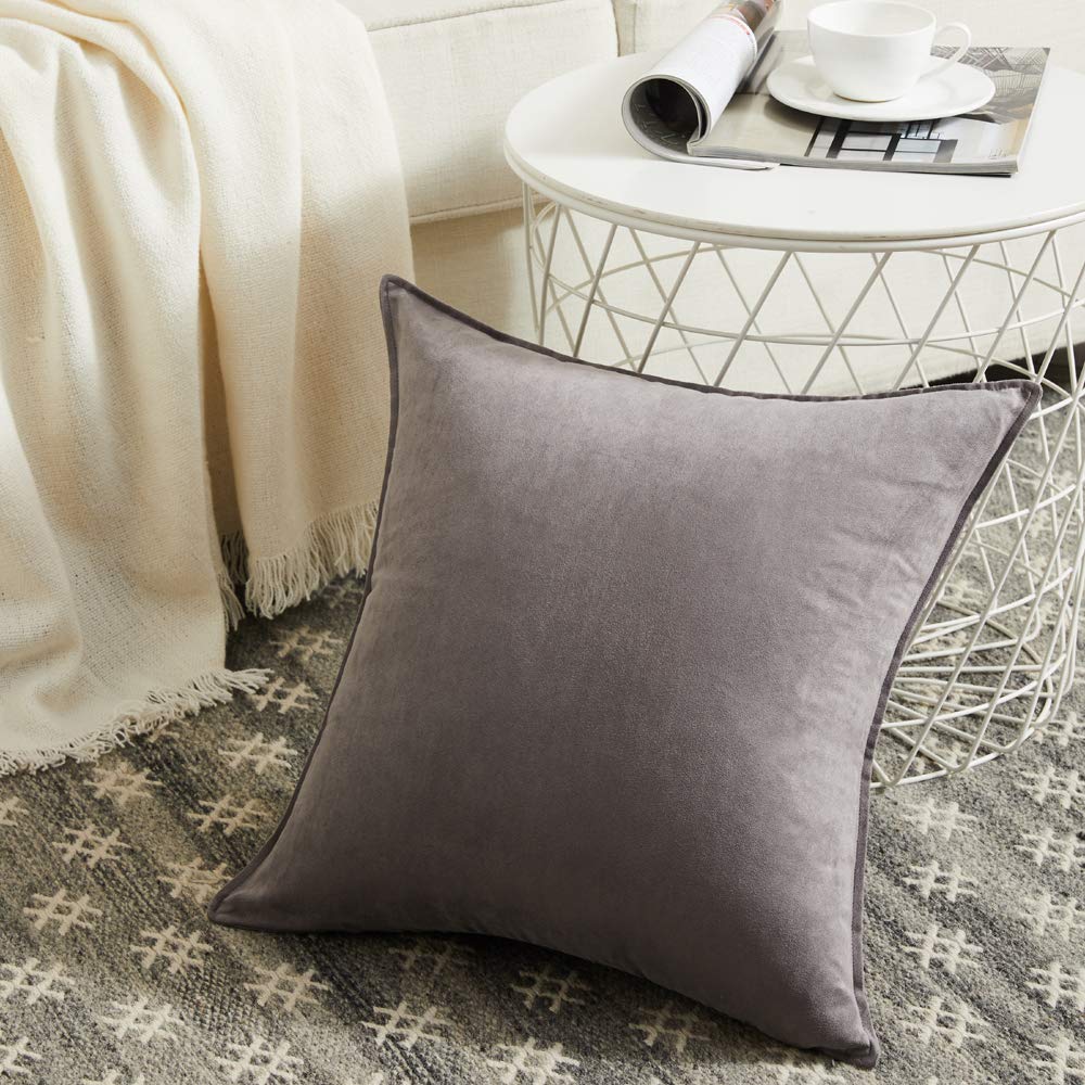 Fancy Homi 4 Packs Olive Green Decorative Throw Pillow Covers 18x18 inch, Super Soft Faux Suede Decor Square Pillow Covers 45x45 cm, Solid Cushion Cover for Couch Living Room Sofa Bedroom BST220