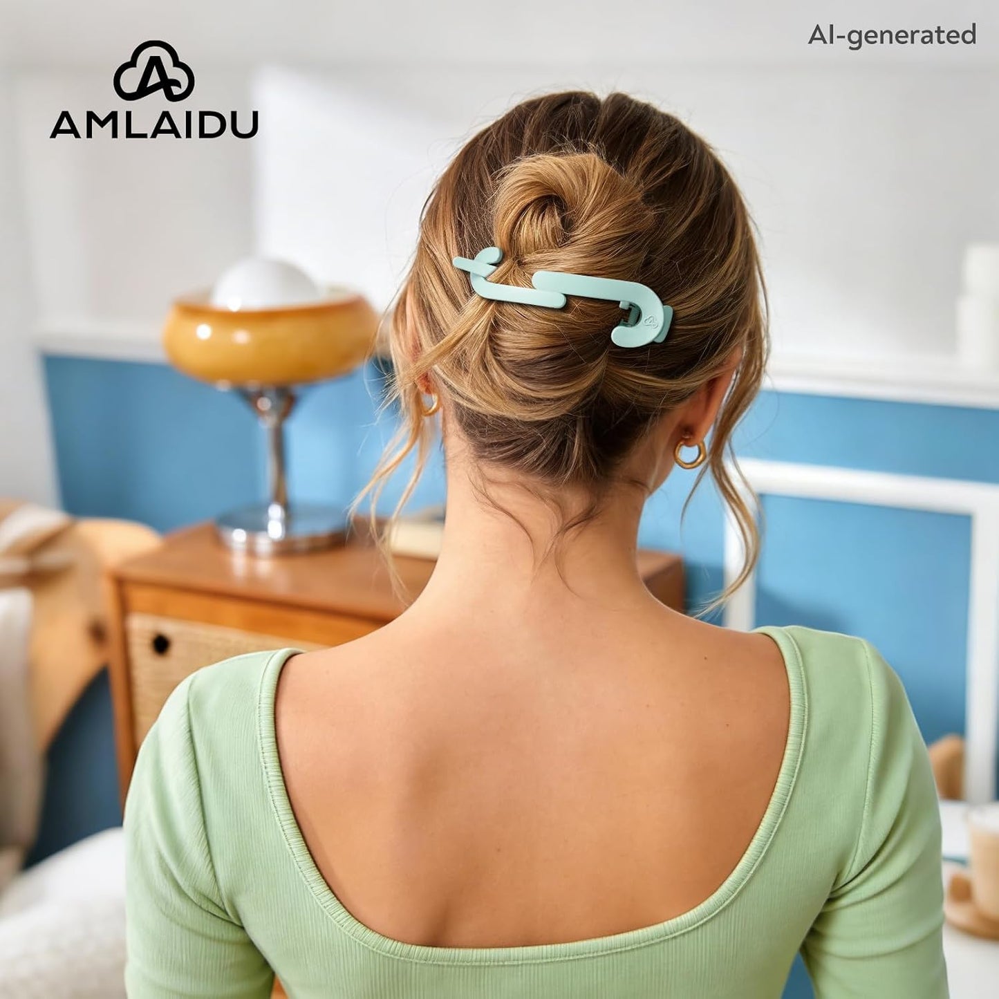 Large Twist Flat Hair Clips for Medium Thick Hair, Stylish Flat Claw Clips for Women, French Hairclips for Long Straight Curly Hair - White, Pink, Purple, Green, 4pcs WN420