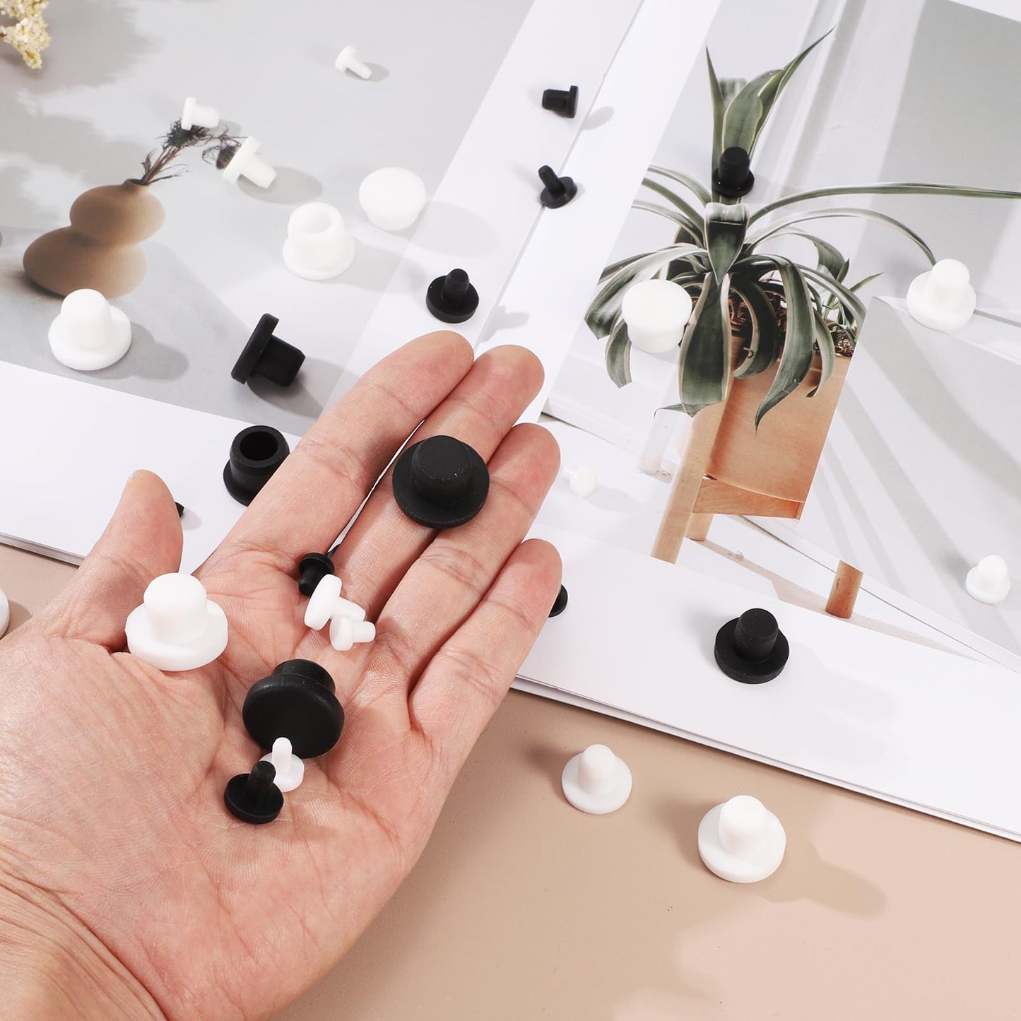 uxcell 15Pcs Silicone Hole Plug, Waterproof Solid T-Shaped Rubber Stoppers Bottle Seal Tube Pipe Plugs End Cap for 5.8mm/0.23" Hole for Bathtub Bottle, 0.31" Plug Height, Black BST326L