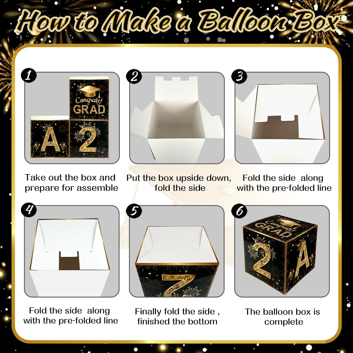 2026 Graduation Decorations Class of 2026 Black and Gold Congrats Grad Balloons,Banner,Backdrop,Photo Booth Props,Cards Boxes Kit for Graduation Party Decorations in Indoor or Outdoor (Graduation) BST326H