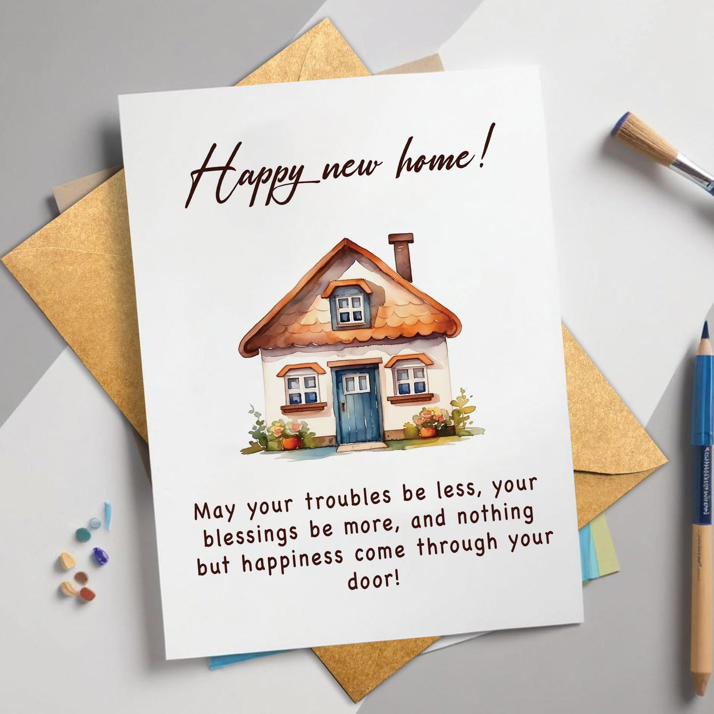 Congrats on Your New Home Housewarming Greeting with Gold Lettering and Key Design, Funny Congratulations Gift for New Homeowners, First-Time Buyers, Friends, Neighbors, Real Estate Clients Single 5.3''x8'' with Envelope BST326L