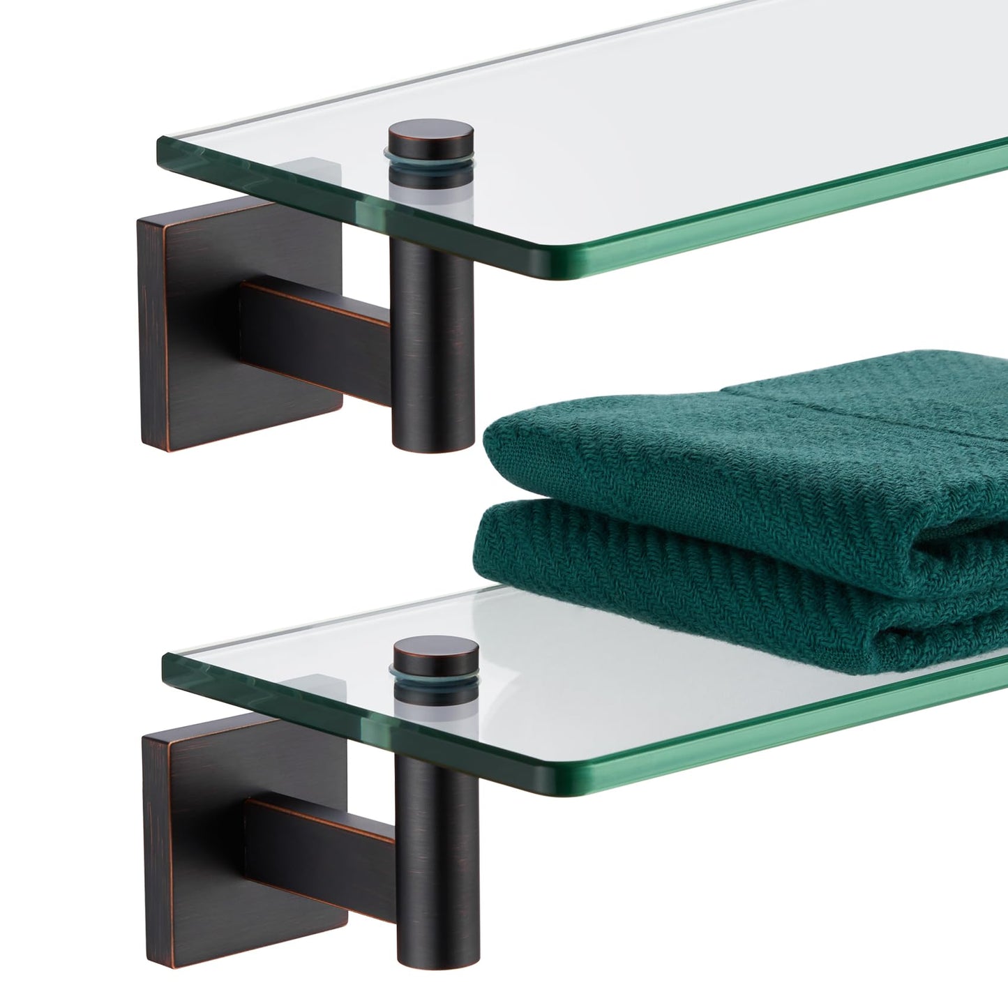 KOKOSIRI Wall Shelves Bathroom Hardware Glass Floating Shelf 12-Inch for Bedroom, Living Room, Kitchen, Hanging Rack Champagne Bronze B1105CPG-L12 BST202