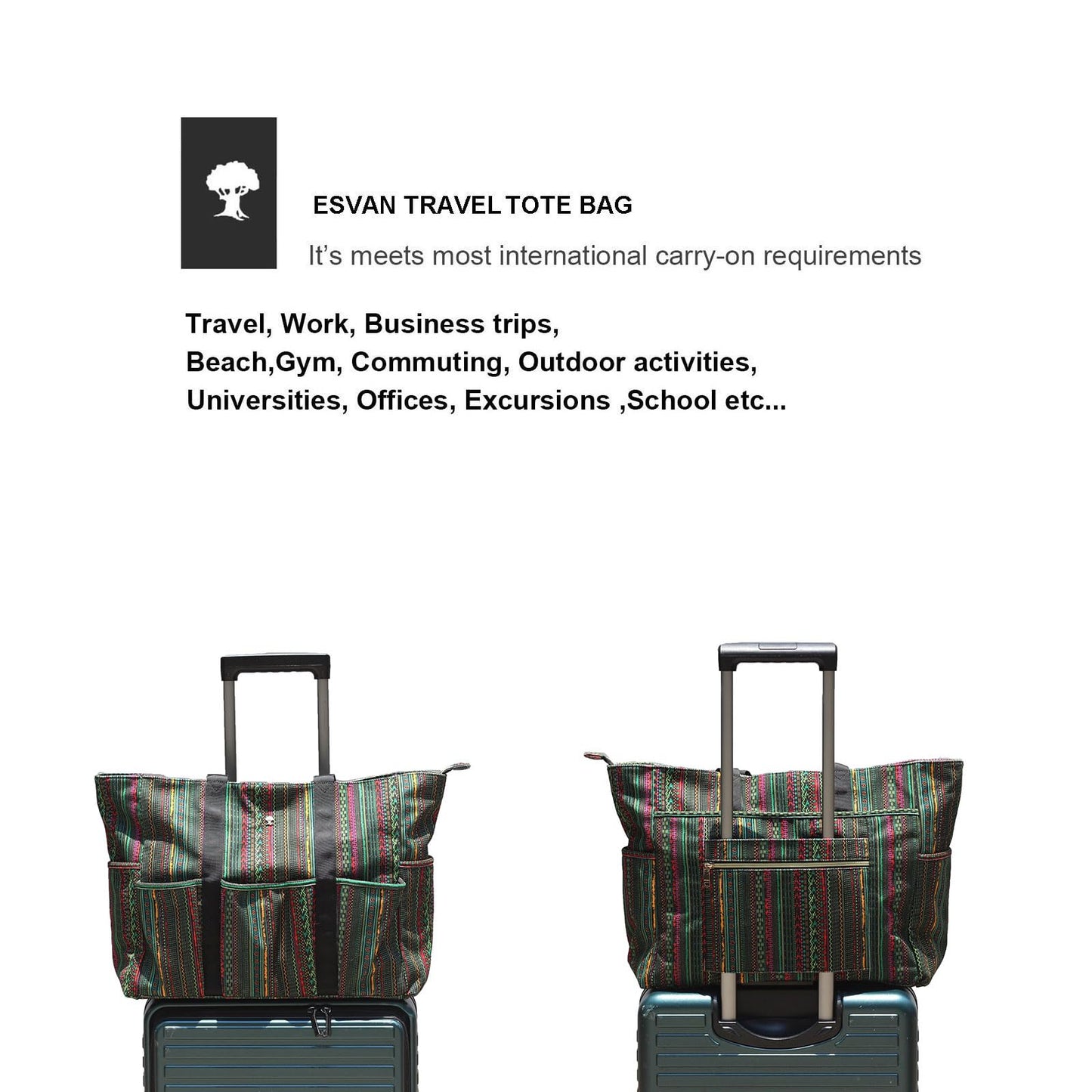 ESVAN Utility Tote Bag Weekender Duffle Bag with 13 Pockets - Perfect for Travel, Work, Gym, Beach, Teachers, and Nurses BST326H