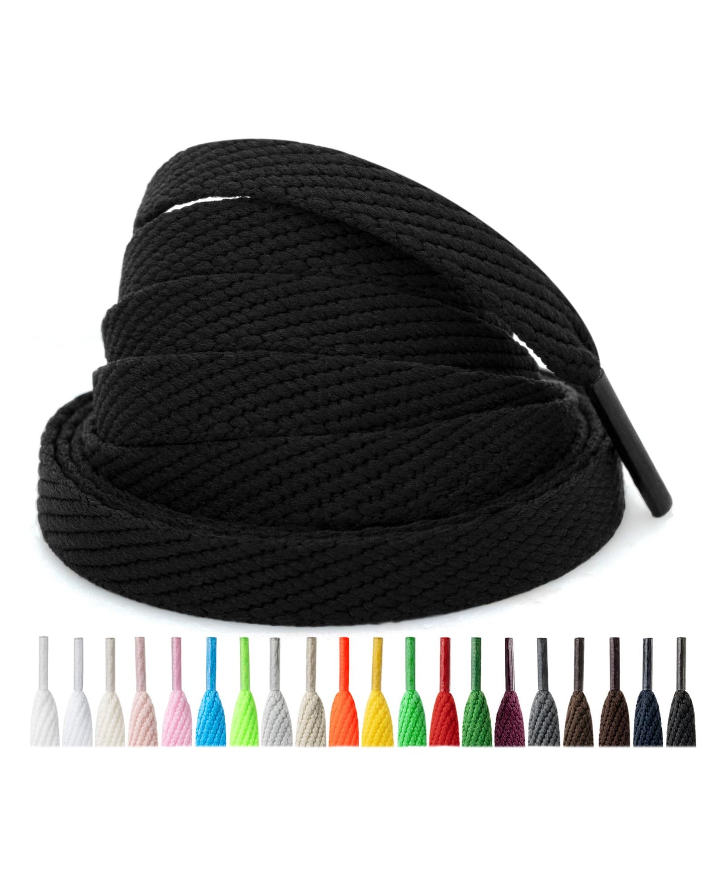 Handshop 2 Pairs Athletic Flat Shoe Laces for Sneakers in 20 Colors, 2/5" Wide Replacement Shoelaces in 30"-63" WN420