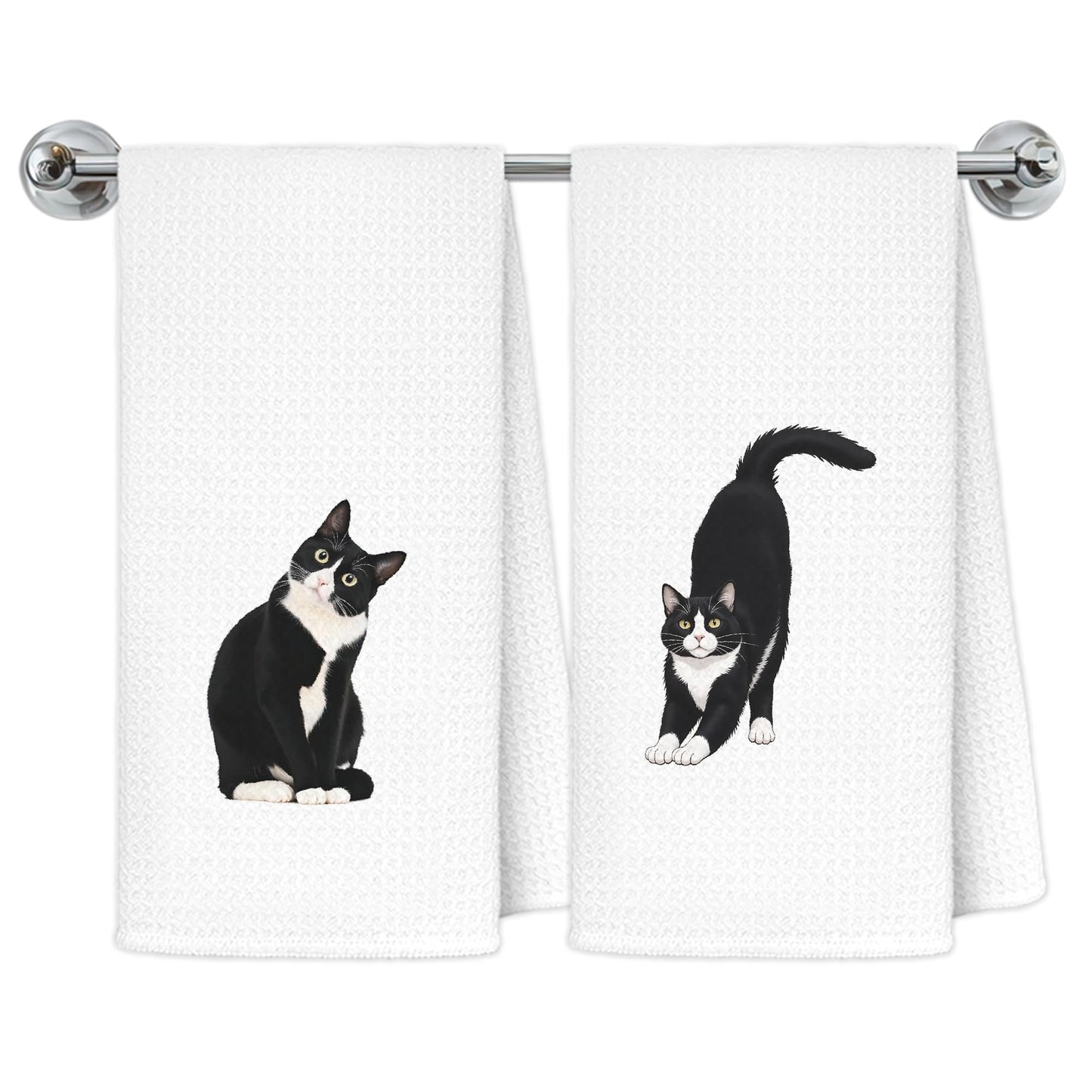 Blue and White Chinoiserie Orange Cat Bathroom Hand Towels, Orange Cat Gifts, Funny Oriental Kitty Decorative Hand Towels Bathroom Restroom Washroom Yoga Spa Zen Decor, 16x24 Inch BST326L