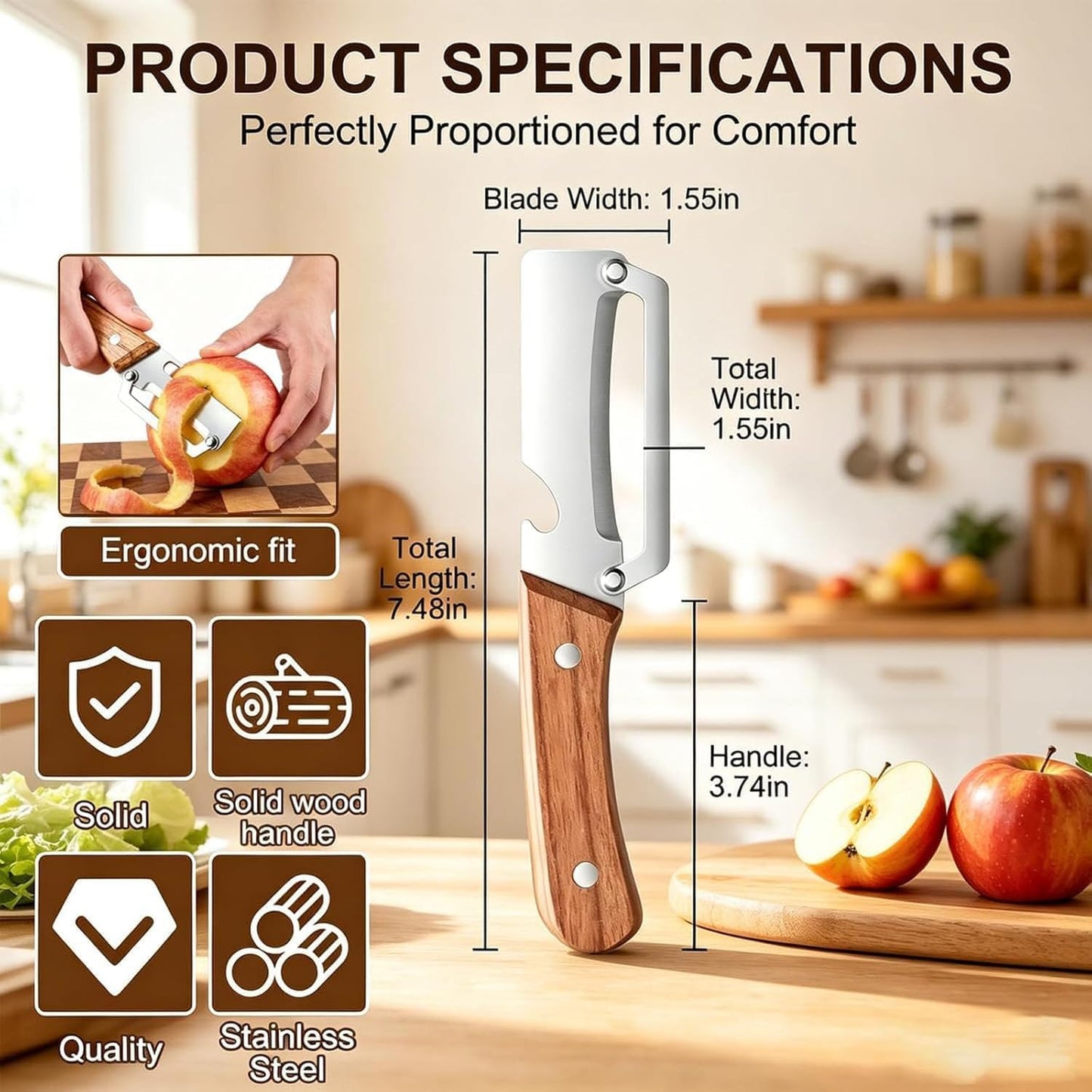 2pcs 2 in 1 Multi Functional Vegetable Peeler, 2 in 1 Fruit Peeler and Bottle Opener,Sturdy and durable, Suitable for potatoes, vegetables, apples, carrots, etc BST202