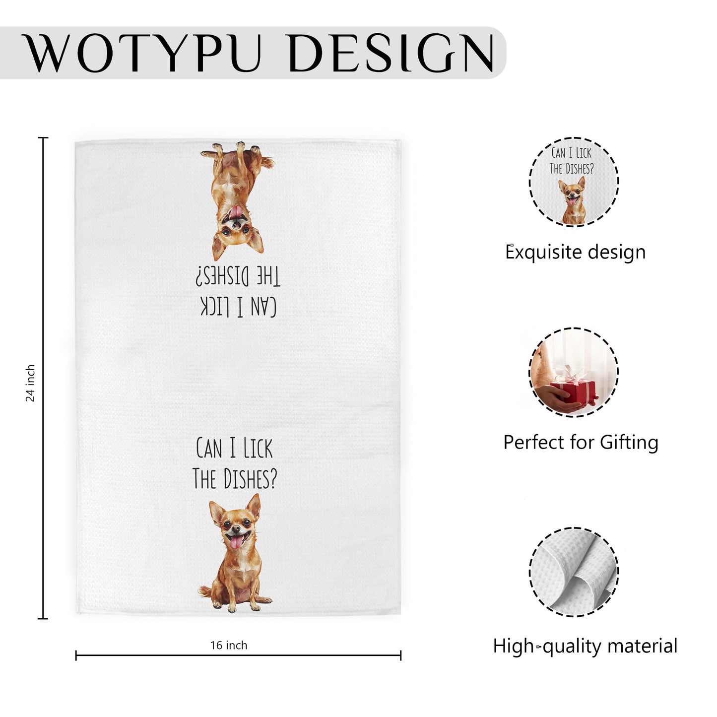 Funny Chihuahua Gifts Hand Towels for Bathroom, Chihuahua Gifts for Women Men Decorative Hand Towels for Kids Guest Bathroom Washroom Power Room Vanity Half Bath, 16X24 Inch BST326L