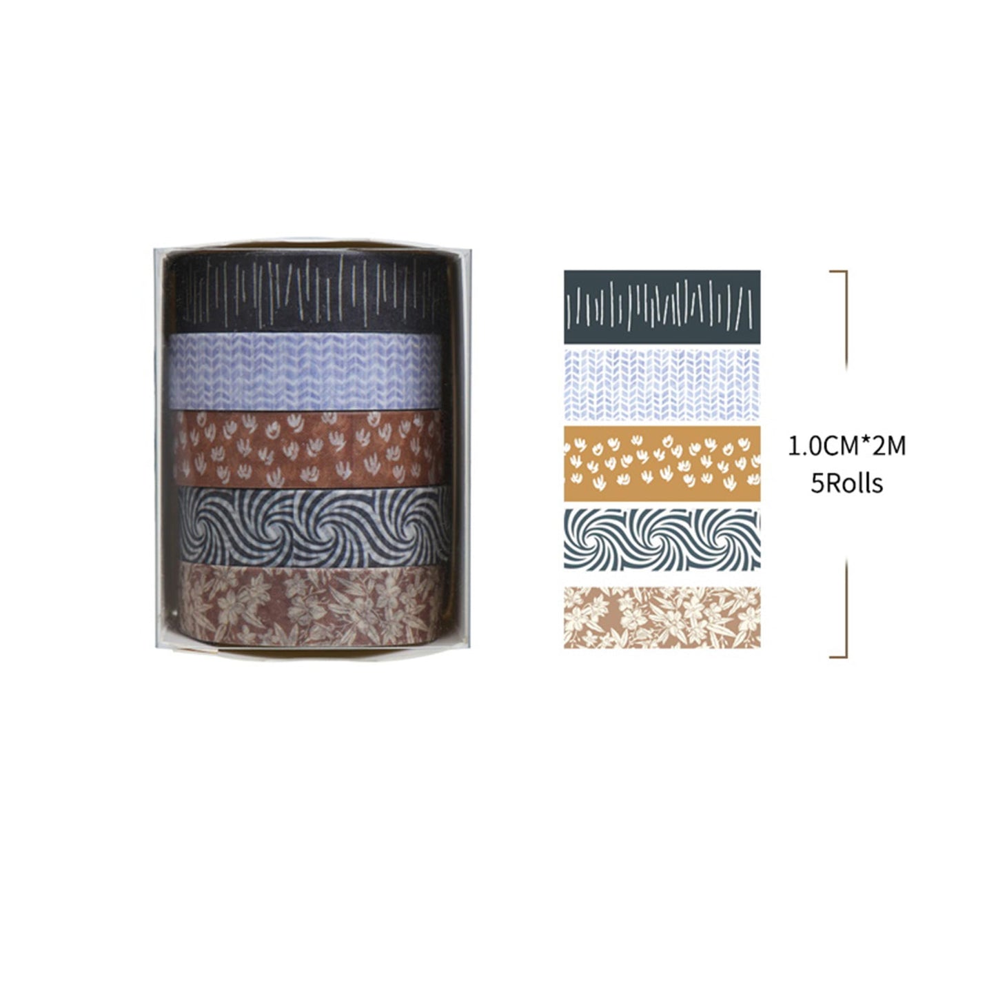 Fantasy Washi Tape Set - 5 Rolls Texture Arts Adhesive Tapes Basic Patterns Decorative Masking Tape Sets for Craft, Kids, Scrapbook, DIY, Gift Wrapping (10-Modern Mosaic) BST220