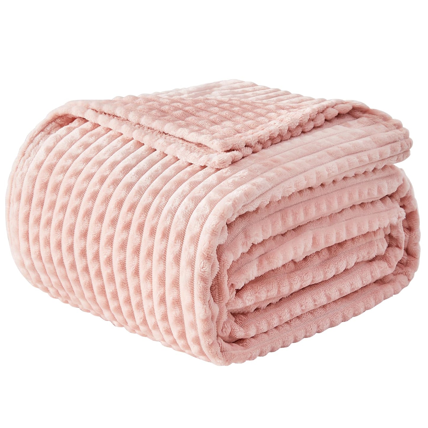 EMME Fleece Blanket, 3D Jacquard Throw Blanket for Couch and Bed, Soft Cozy and Fluffy Blankets Lightweight Luxury Flannel with Waffle Design (Navy Blue, 50" x 60") BST202