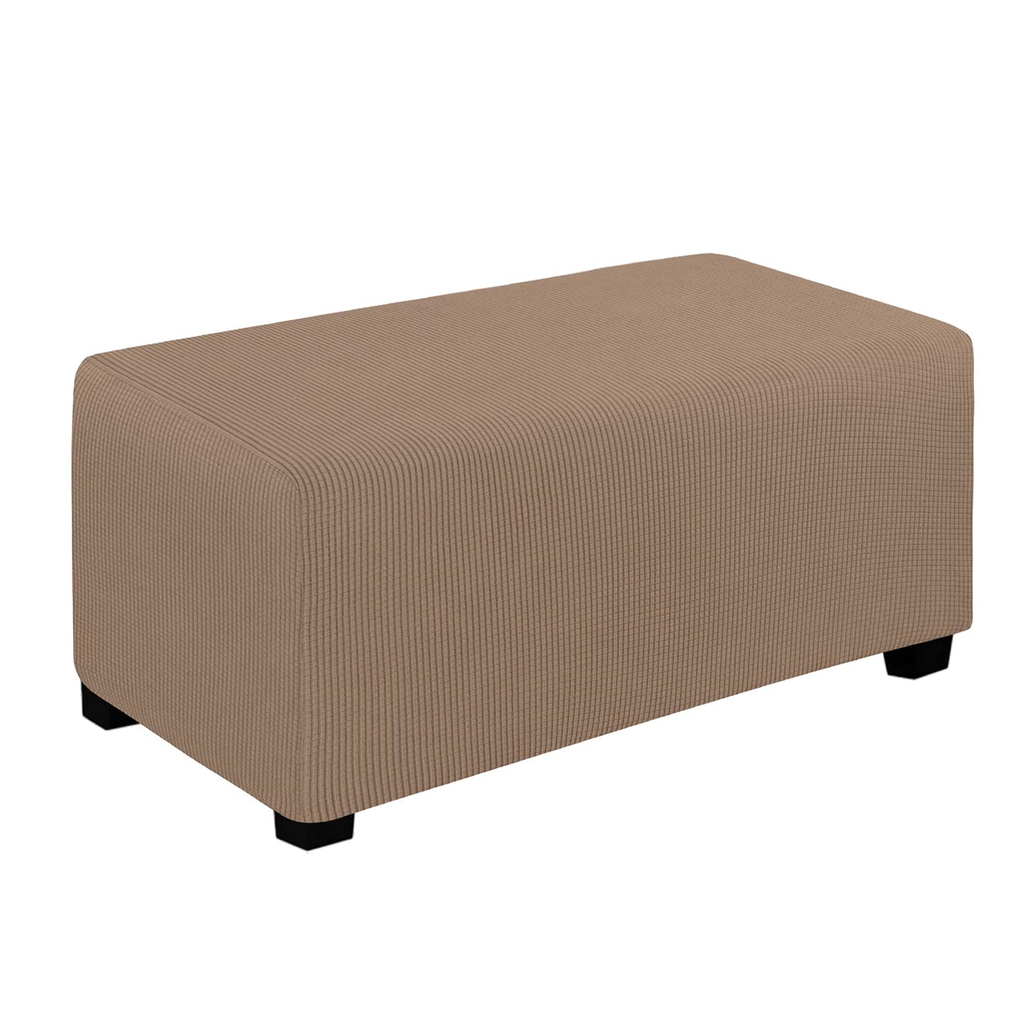 Easy-Going Stretch Square Ottoman Cover 15x15x15inch Dark Blue | Folding Storage Footstool cover Furniture Protector Soft Rectangle slipcover with Elastic Bottom BST202