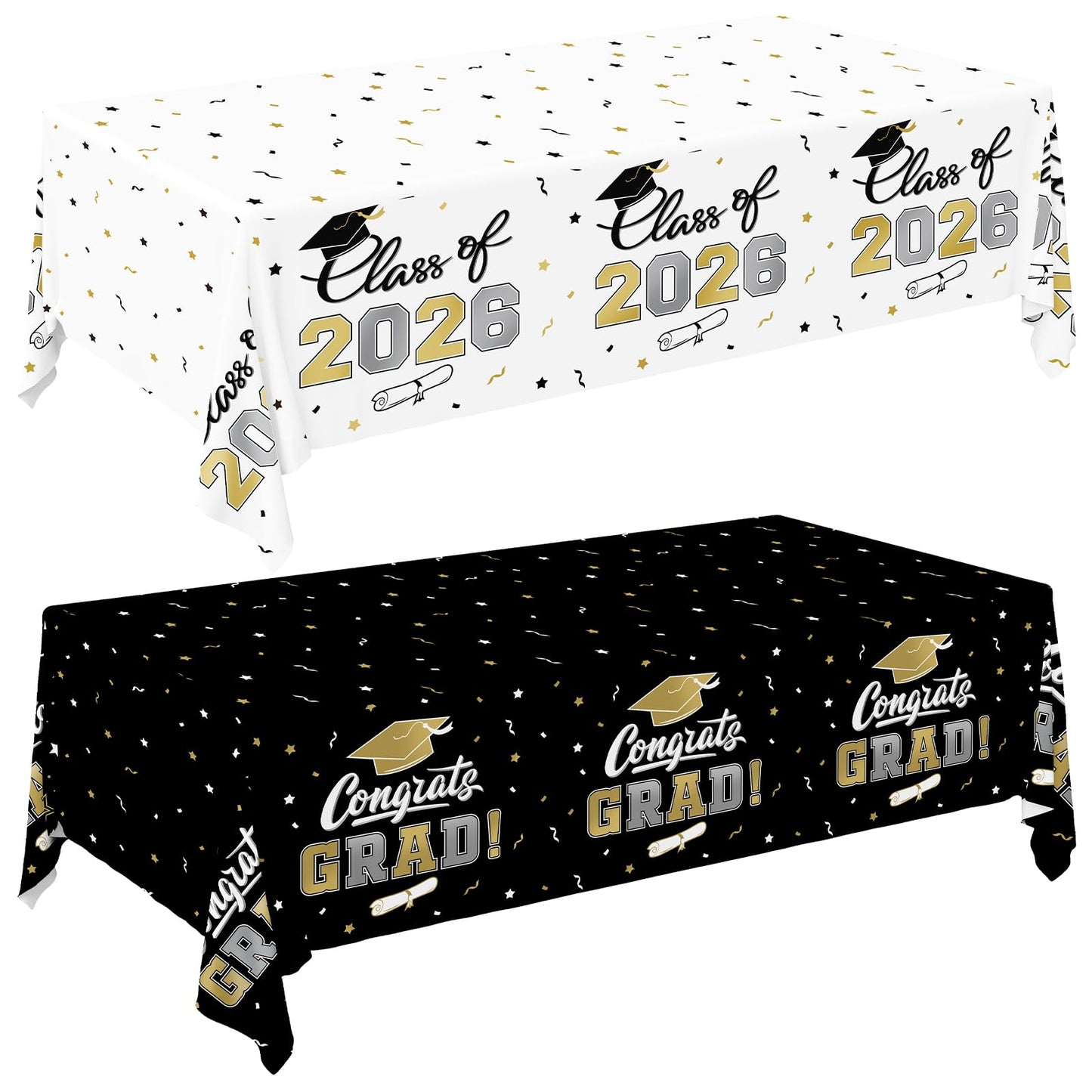 Gatherfun 2026 Graduation Decorations : 2-Pack Congrats Grad Disposable Tablecovers - Class of 2026 Red Themed Table Cloths, for Graduation Party Supplies & Graduation Backdrop, 54" X 108" BST326L