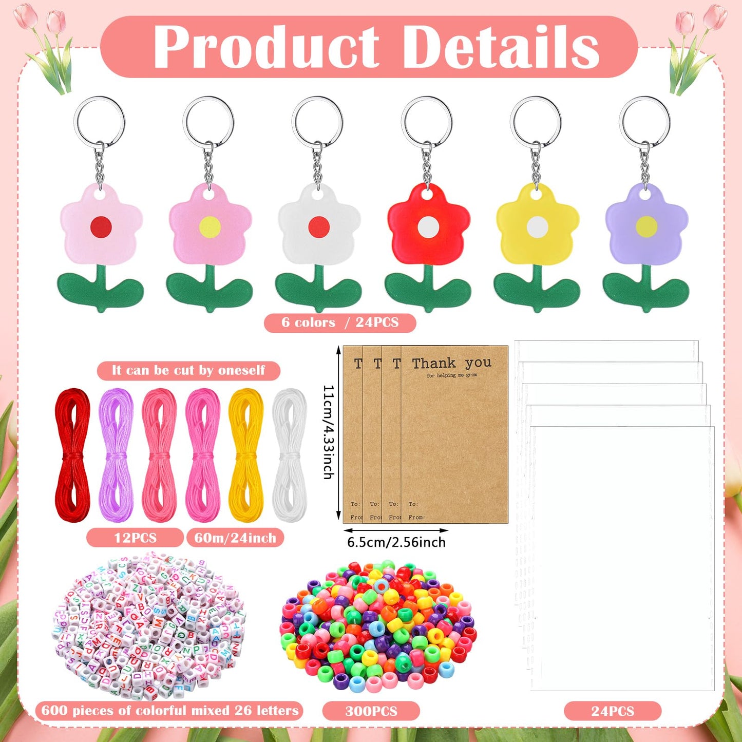 Suncalla 984 Pcs 24 Set Dinosaur Nugget Keychain Making Kit DIY Valentine's Key Chain Crafts Bead Adjustable Letter Beads Cards Strings Kit Gift Backpack Accessories Party Favors(Cute Color) WN420