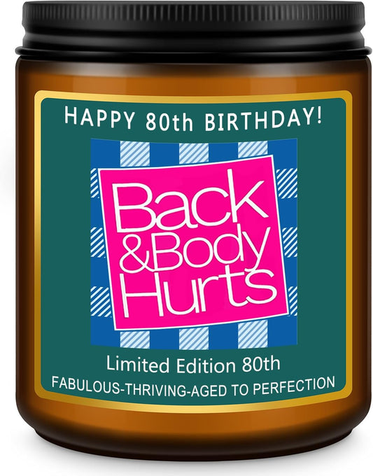 Happy 80th Birthday Decorations Gifts for Women Men, 80th Birthday Candles for Her Him, Funny 80 Years Old Ideas- Lavender Scented Candle BST326L
