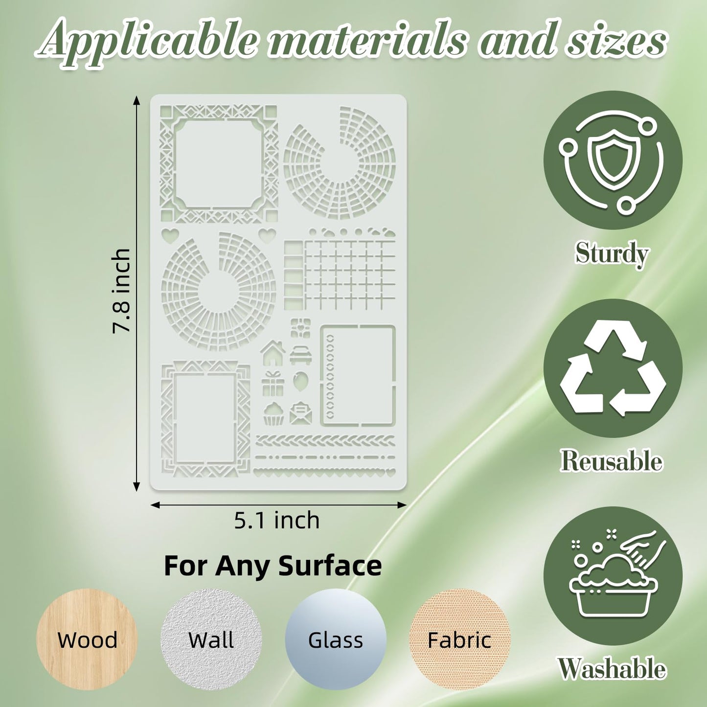 Letter Stencils for Crafts Reusable 42Pcs Number Stencils(5 Inch Font) | DIY Art Painting Stencil Furniture Decor Kit for Wood Embroidery Wall Silk Screen Journaling BST202