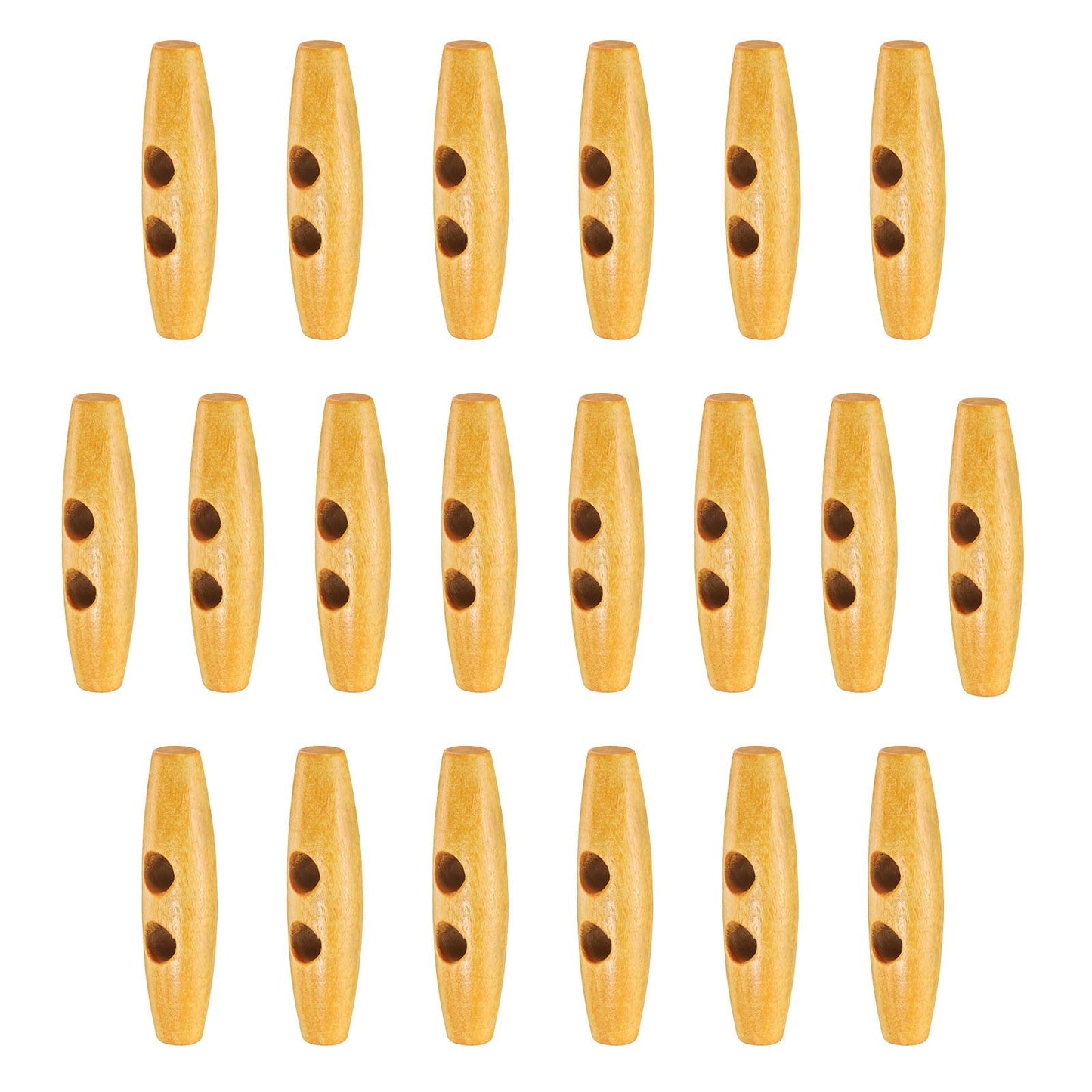 HARFINGTON 60mm / 2.4" Wooden Toggle Buttons 20pcs 2-Hole, Maroon | Wood Olive Sewing Buttons Horn Oval Buttons Sewing Accessories for Coat Sweaters Clothing DIY Craft BST326L